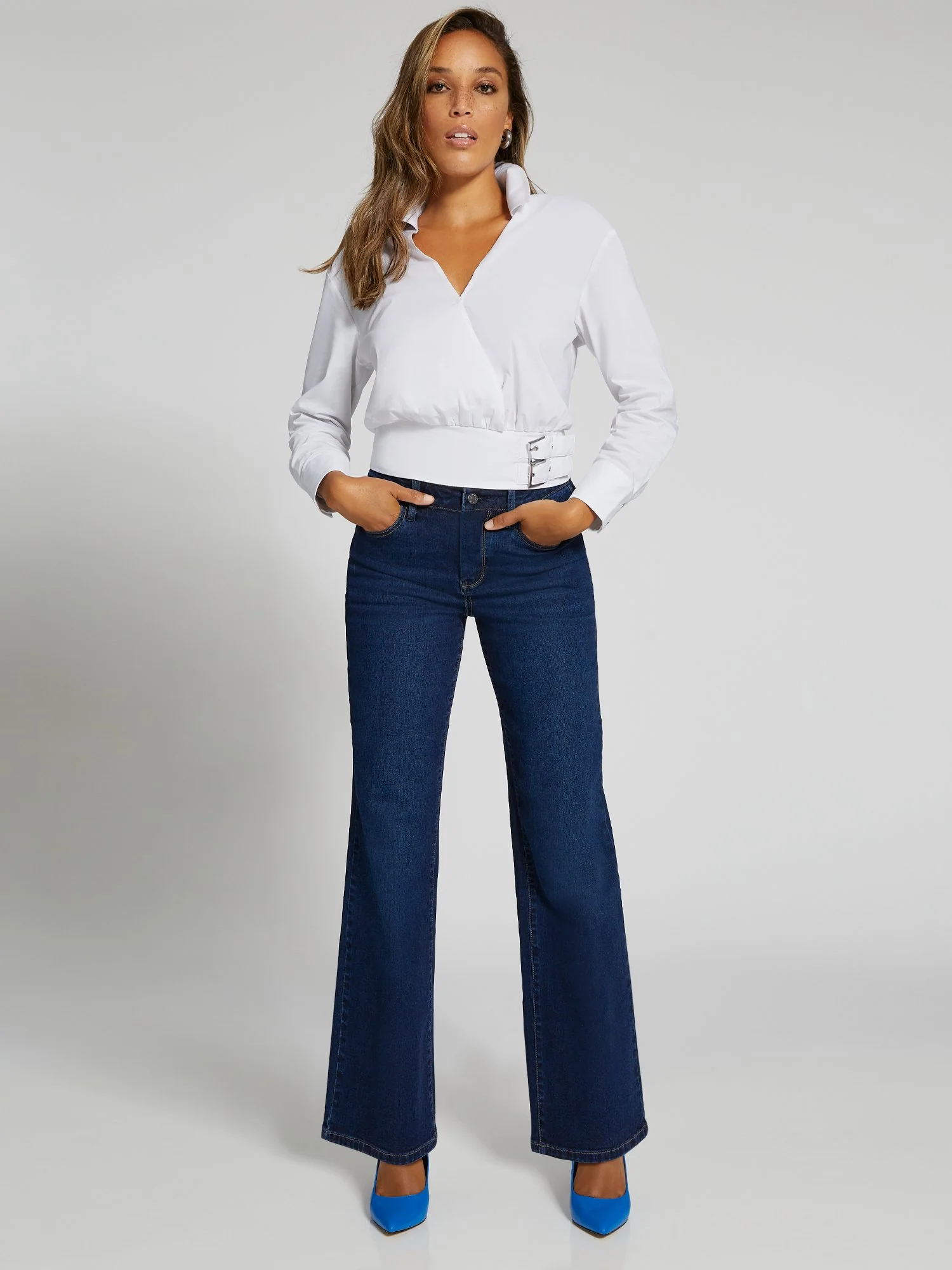 Ultra High-Waisted Wide-Leg Jeans - Dark Wash - Image 6