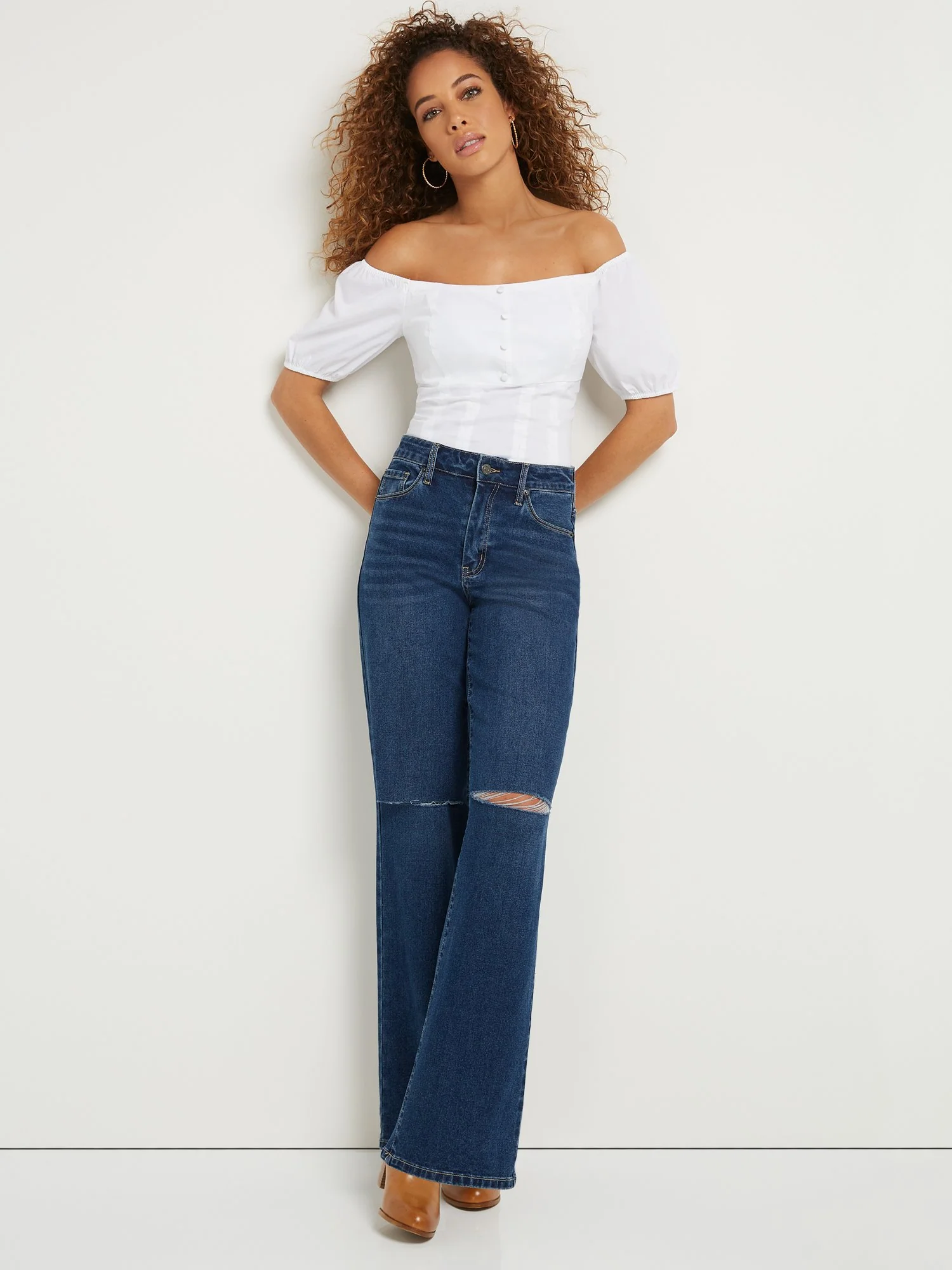 Ultra High-Waisted Wide-Leg Jeans - Dark Wash - Image 2