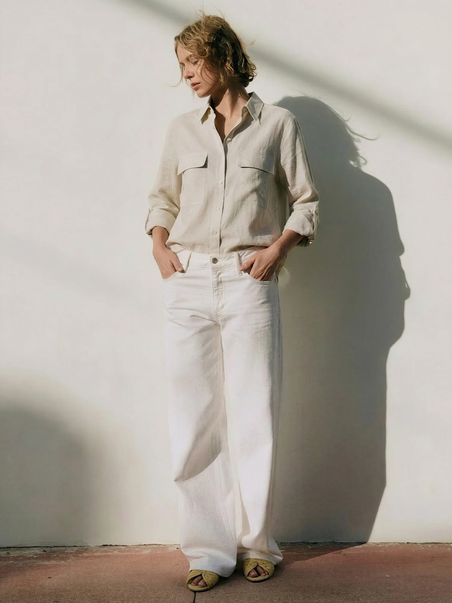 Utility Two Pocket Linen Blend Button Down Shirt - Image 2