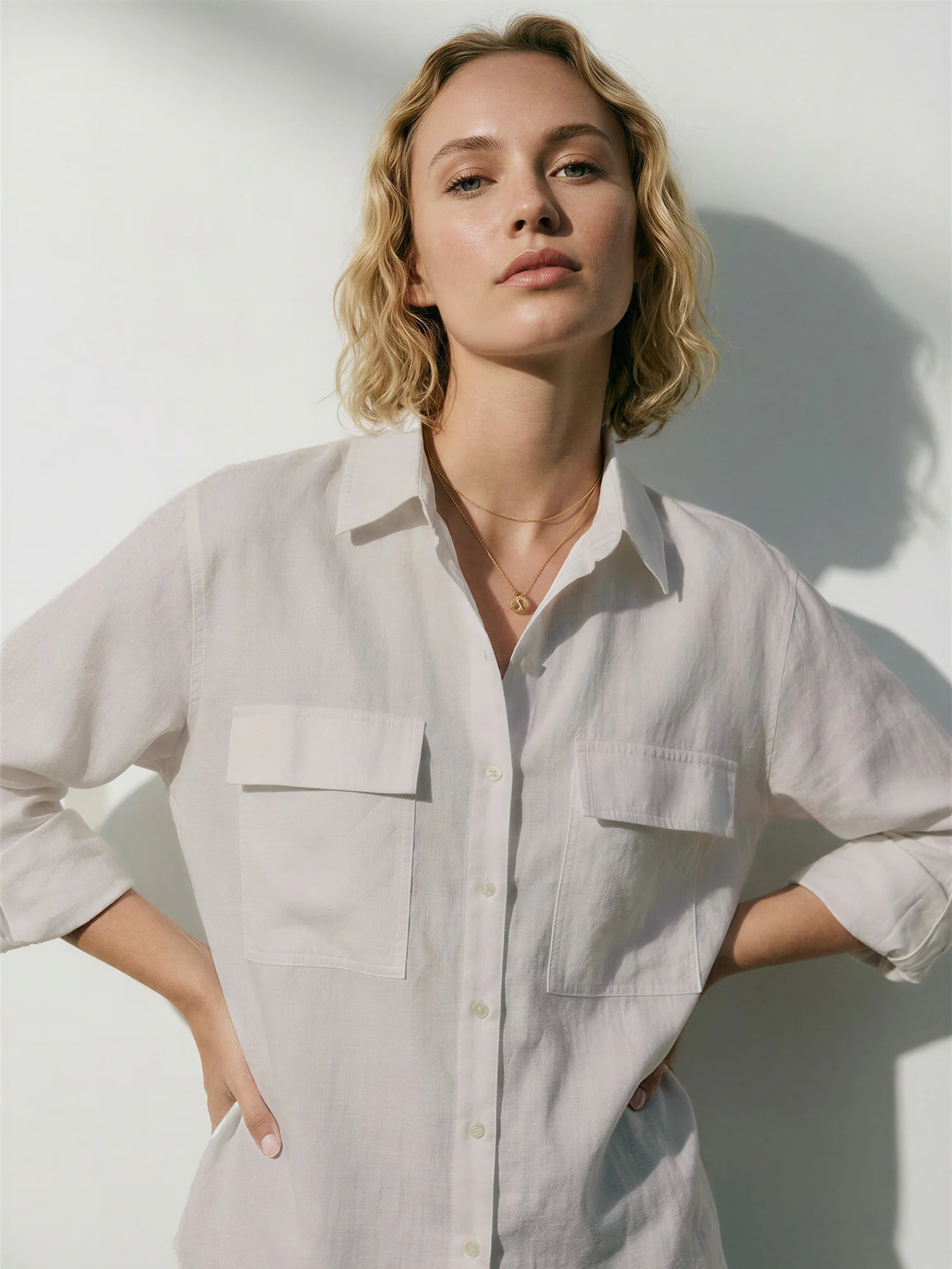 Utility Two Pocket Linen Blend Button Down Shirt - Image 3