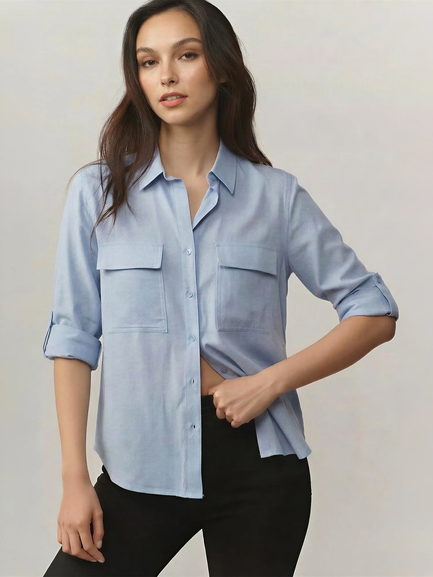 Utility Two Pocket Linen Blend Button Down Shirt - Image 5
