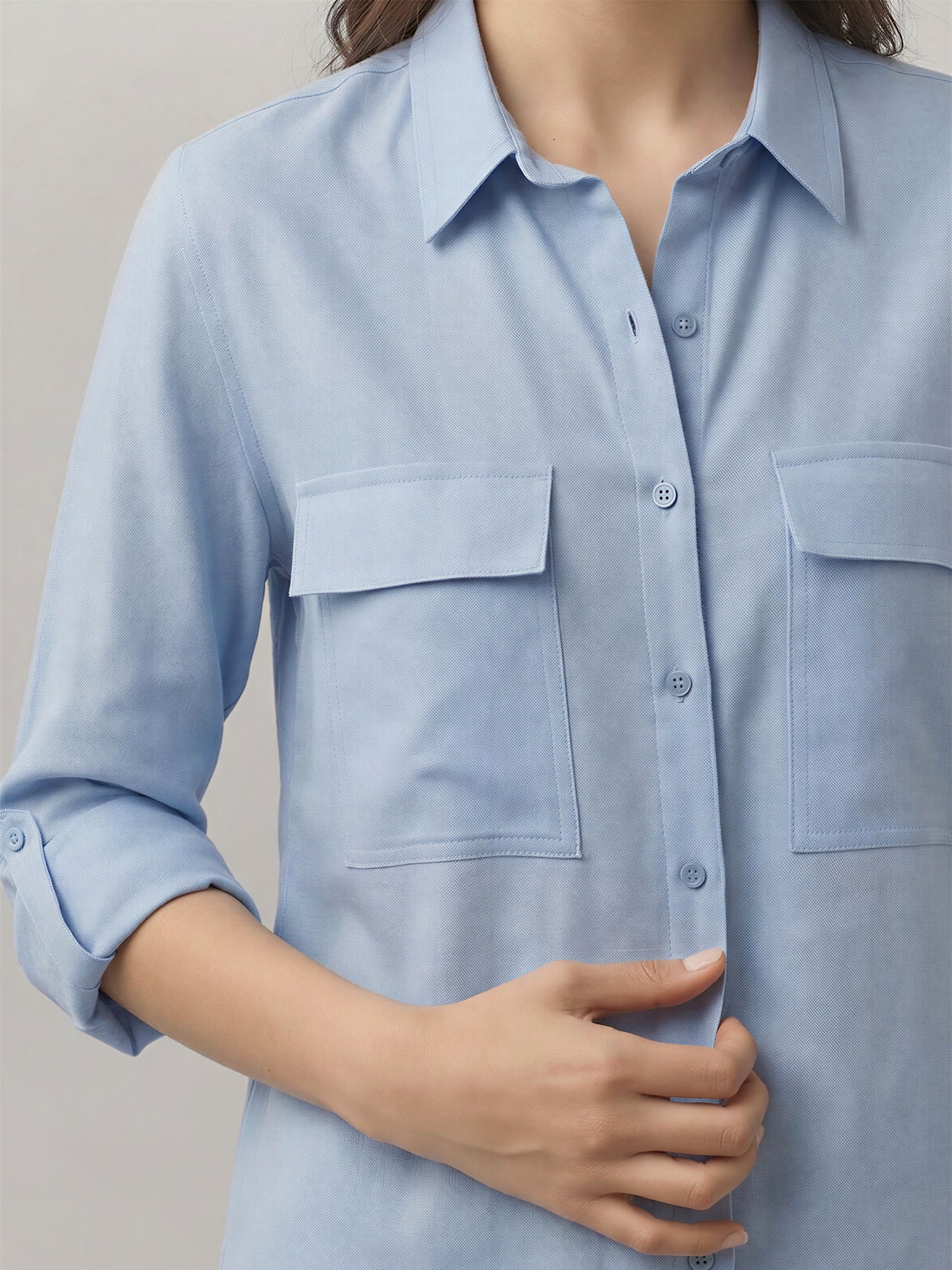 Utility Two Pocket Linen Blend Button Down Shirt - Image 7