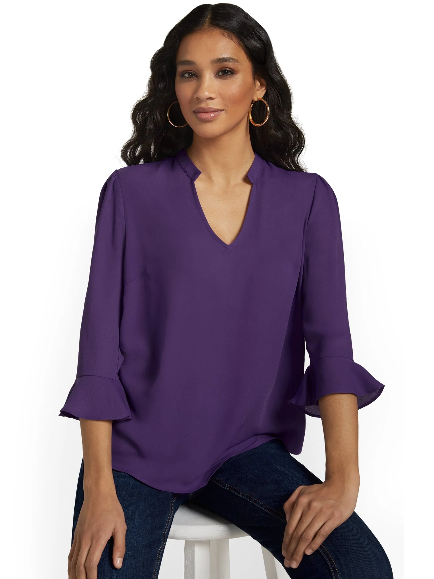 V-Neck Bell-Sleeve Top - Image 12