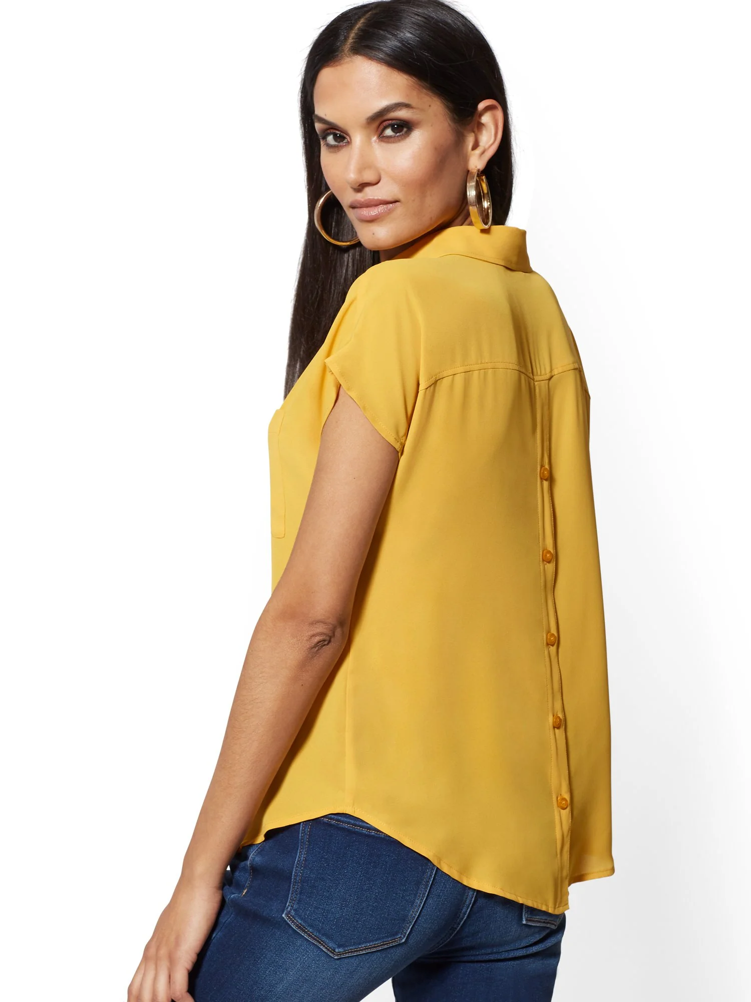 V-Neck Button-Back Blouse - Image 8