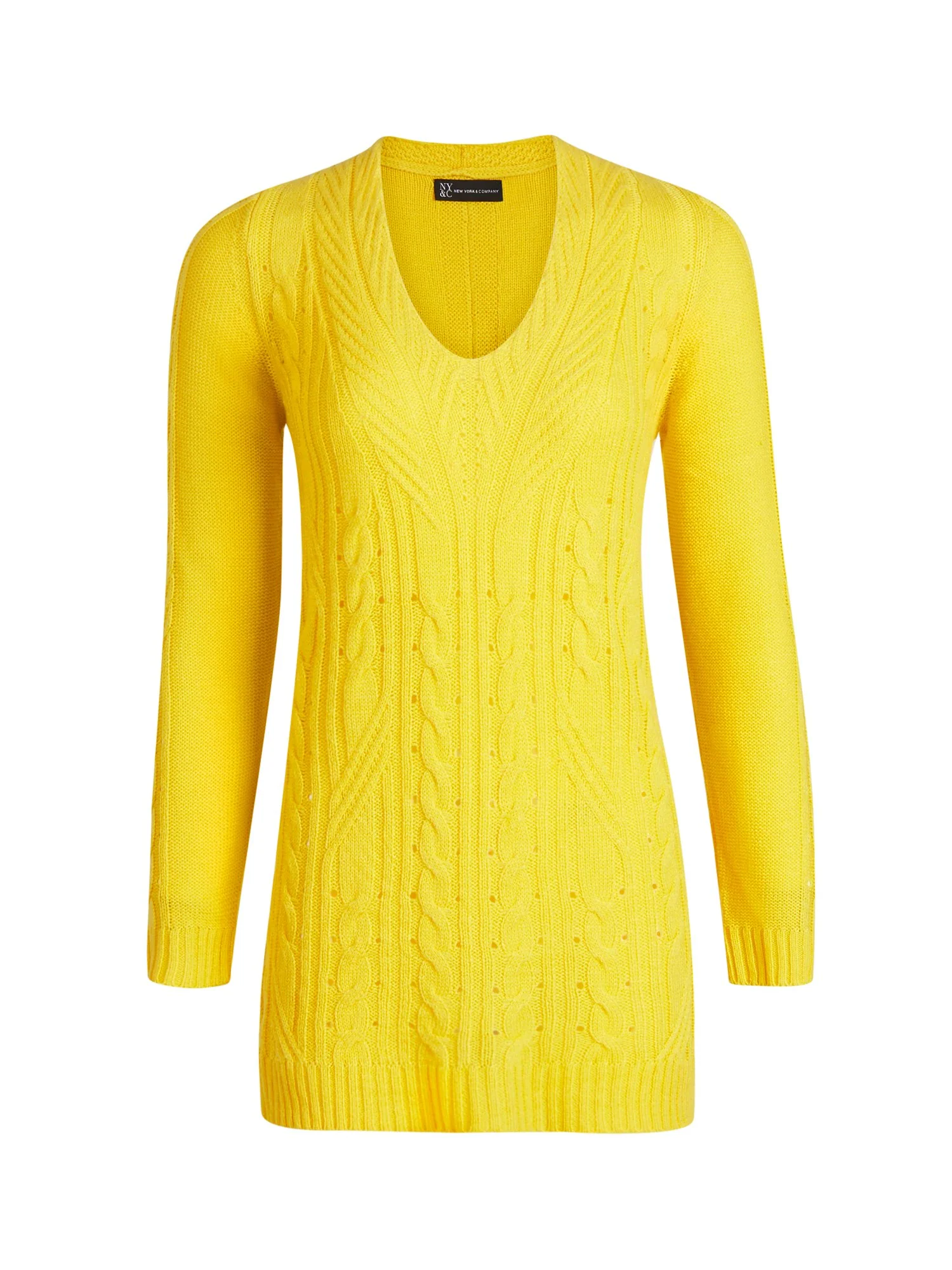 V-Neck Cable-Knit Tunic Sweater - Image 6