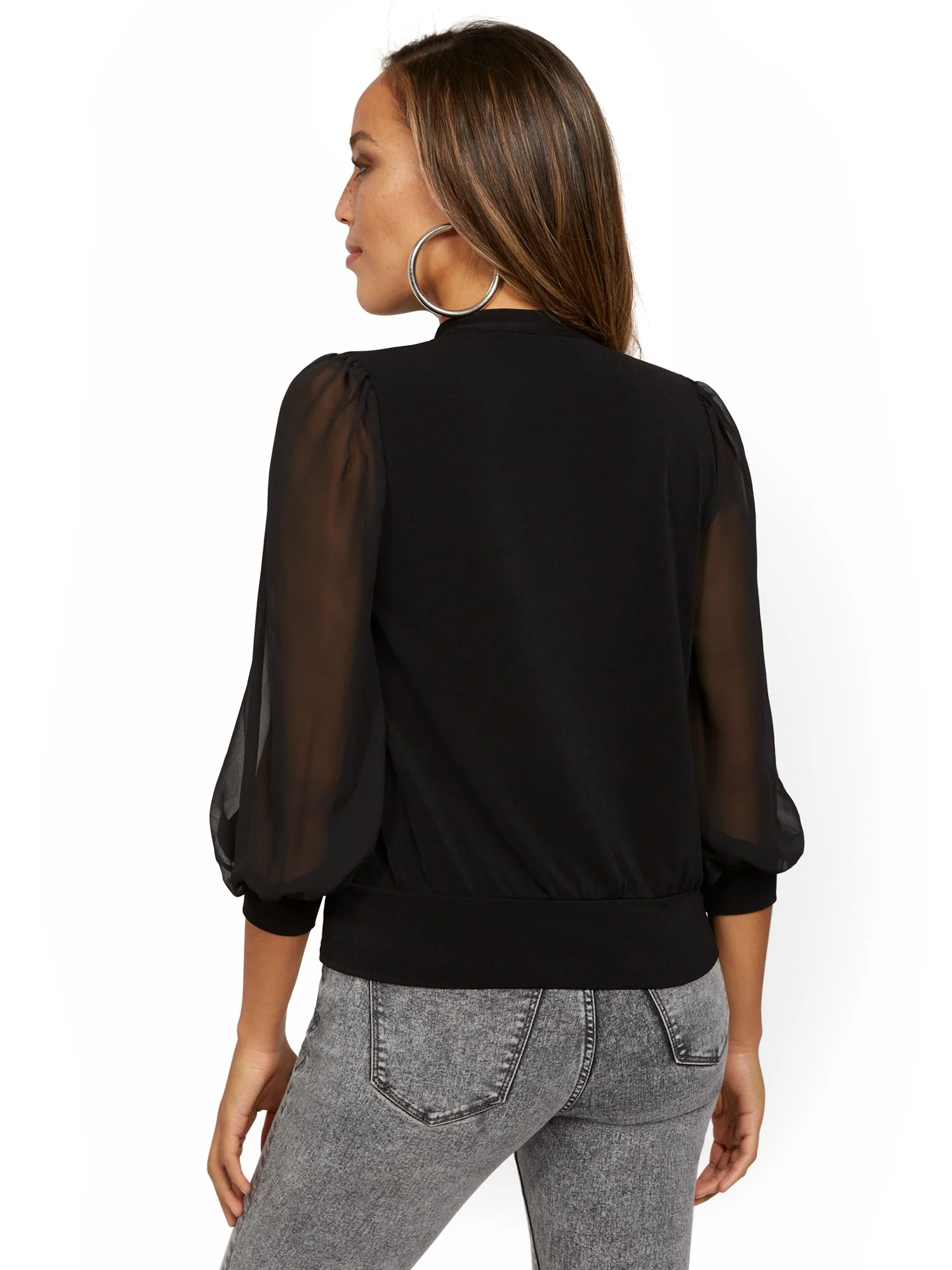 V-Neck Chiffon-Sleeve Top - Image 3