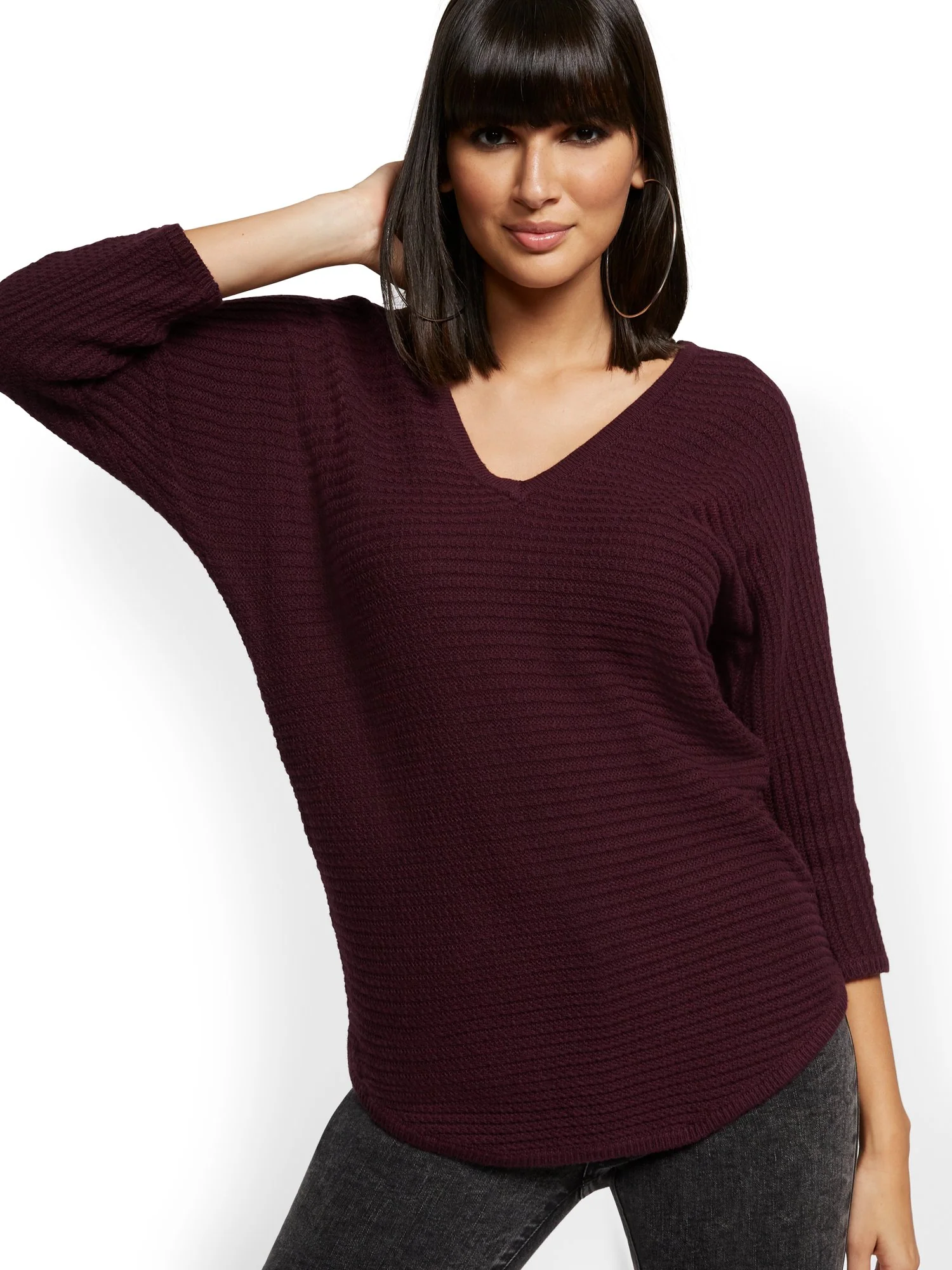 V-Neck Dolman Tunic Sweater - Image 5