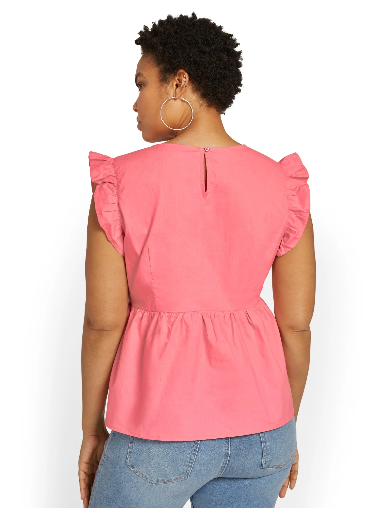 V-Neck Flutter-Sleeve Top - Image 3