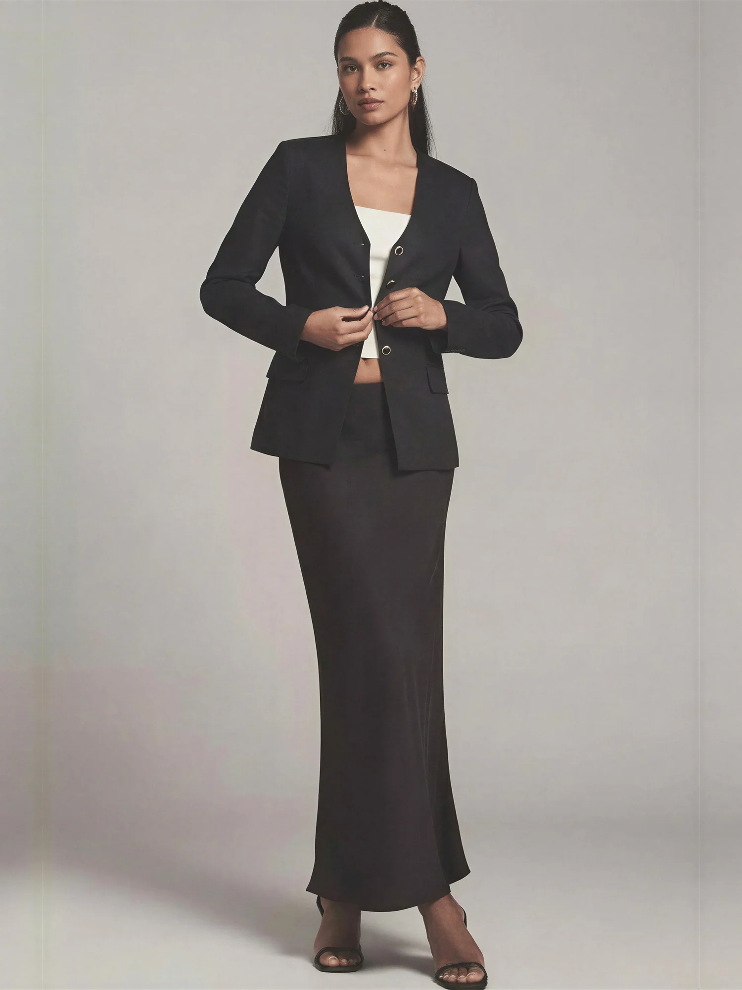 V Neck Linen Lady Jacket - Image 2