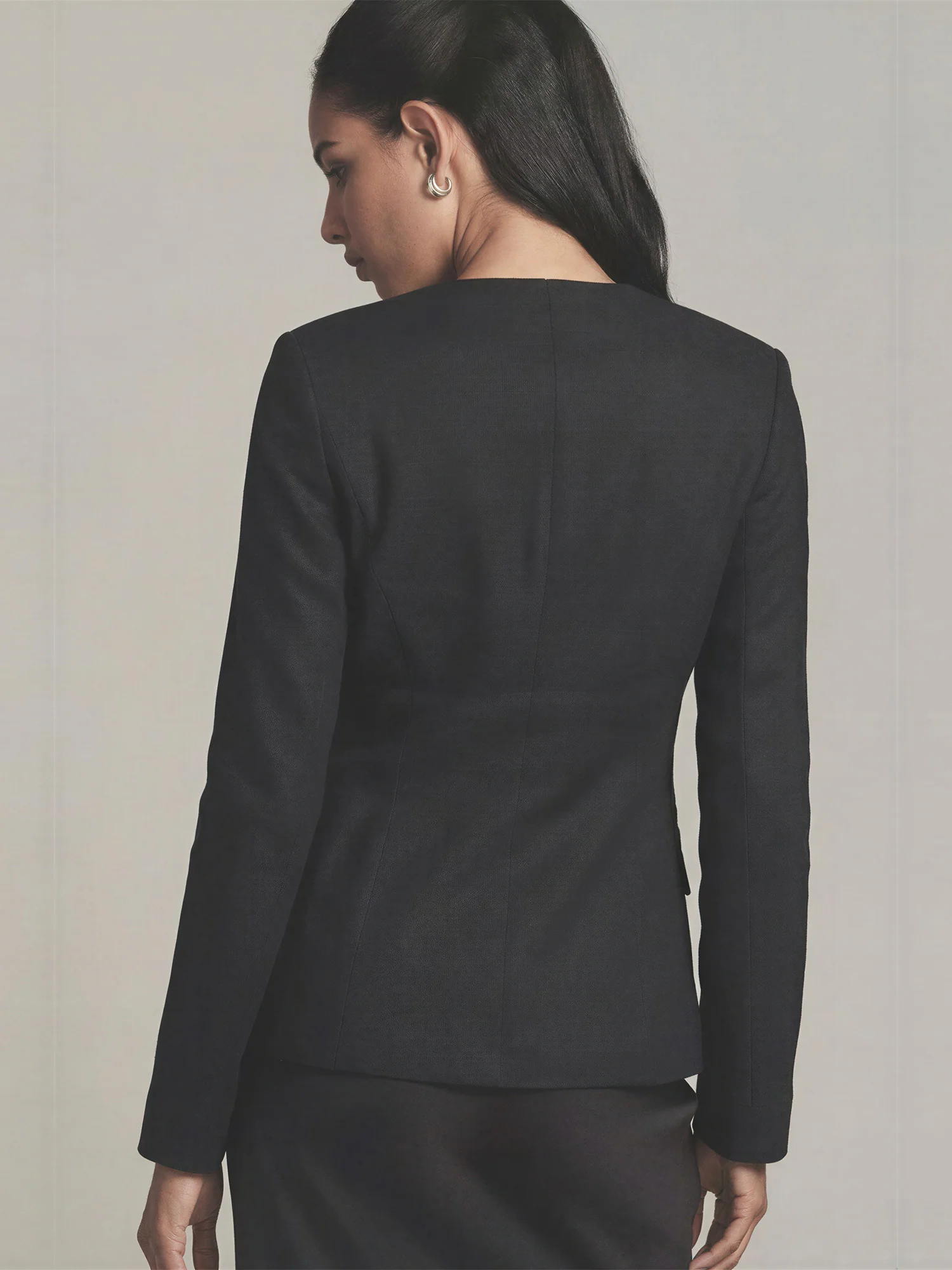 V Neck Linen Lady Jacket - Image 3