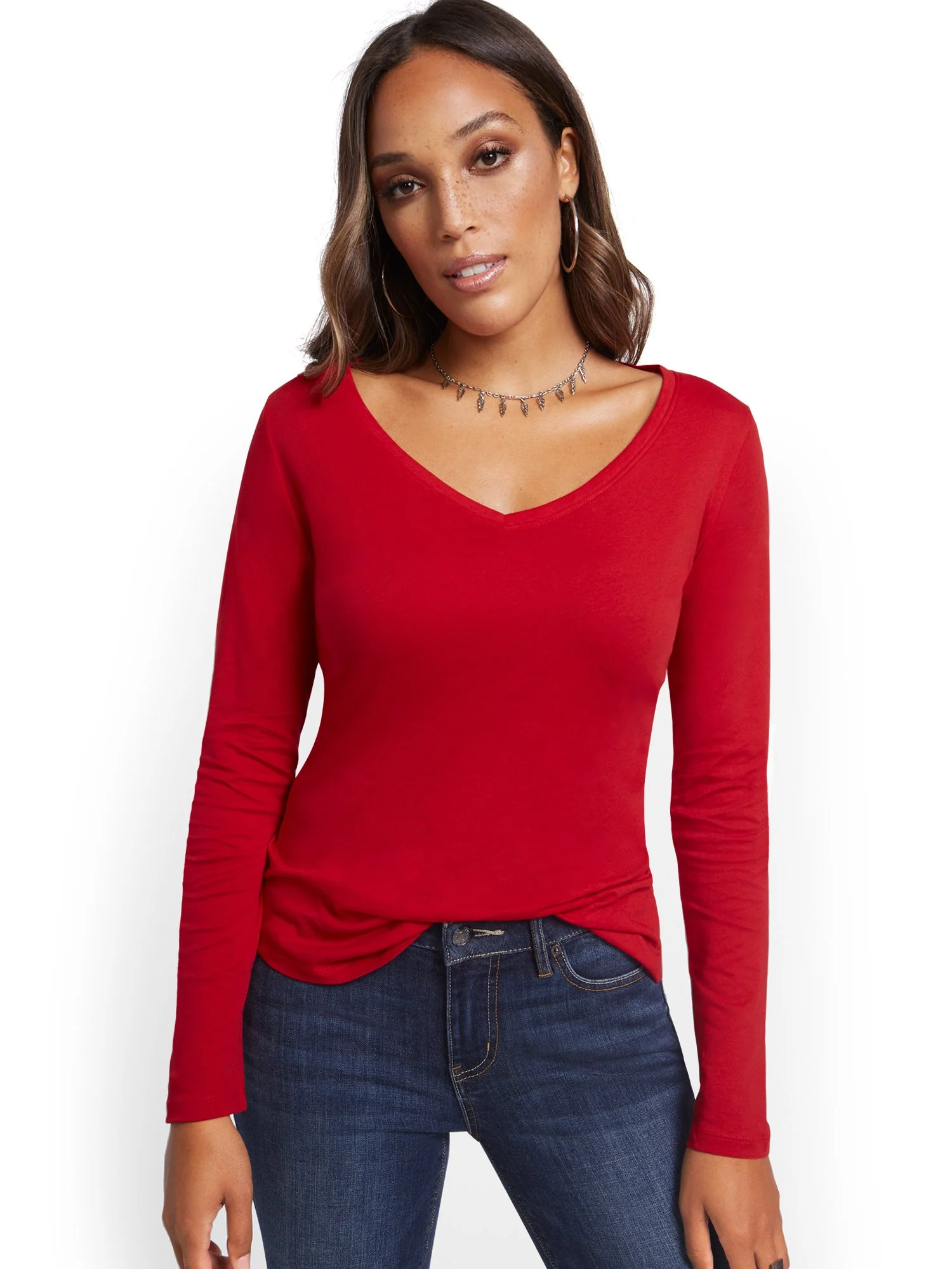 V-Neck Long-Sleeve Perfect Tee - Image 14