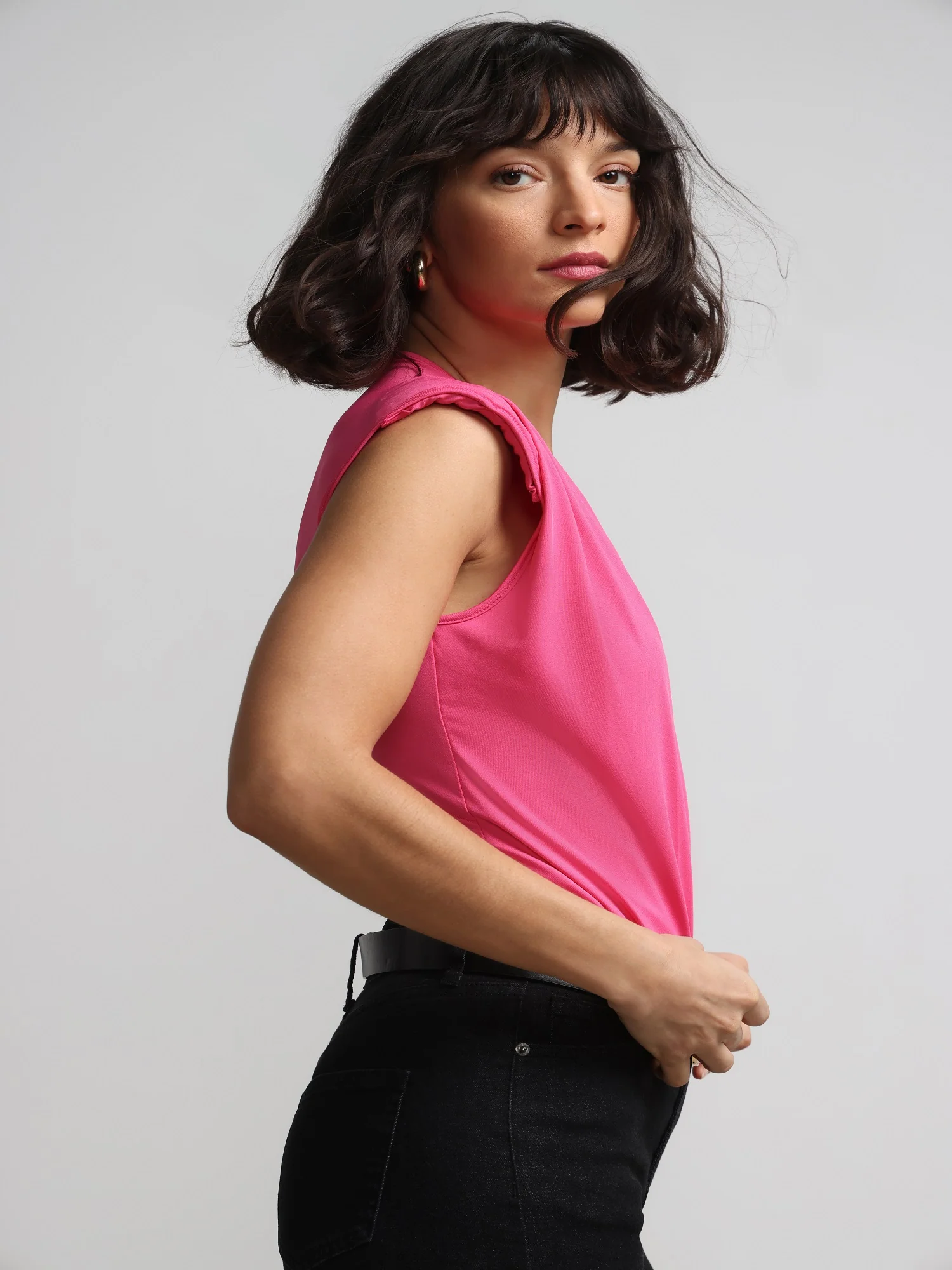 V-Neck Padded-Shoulder Knit Bodysuit - Image 10