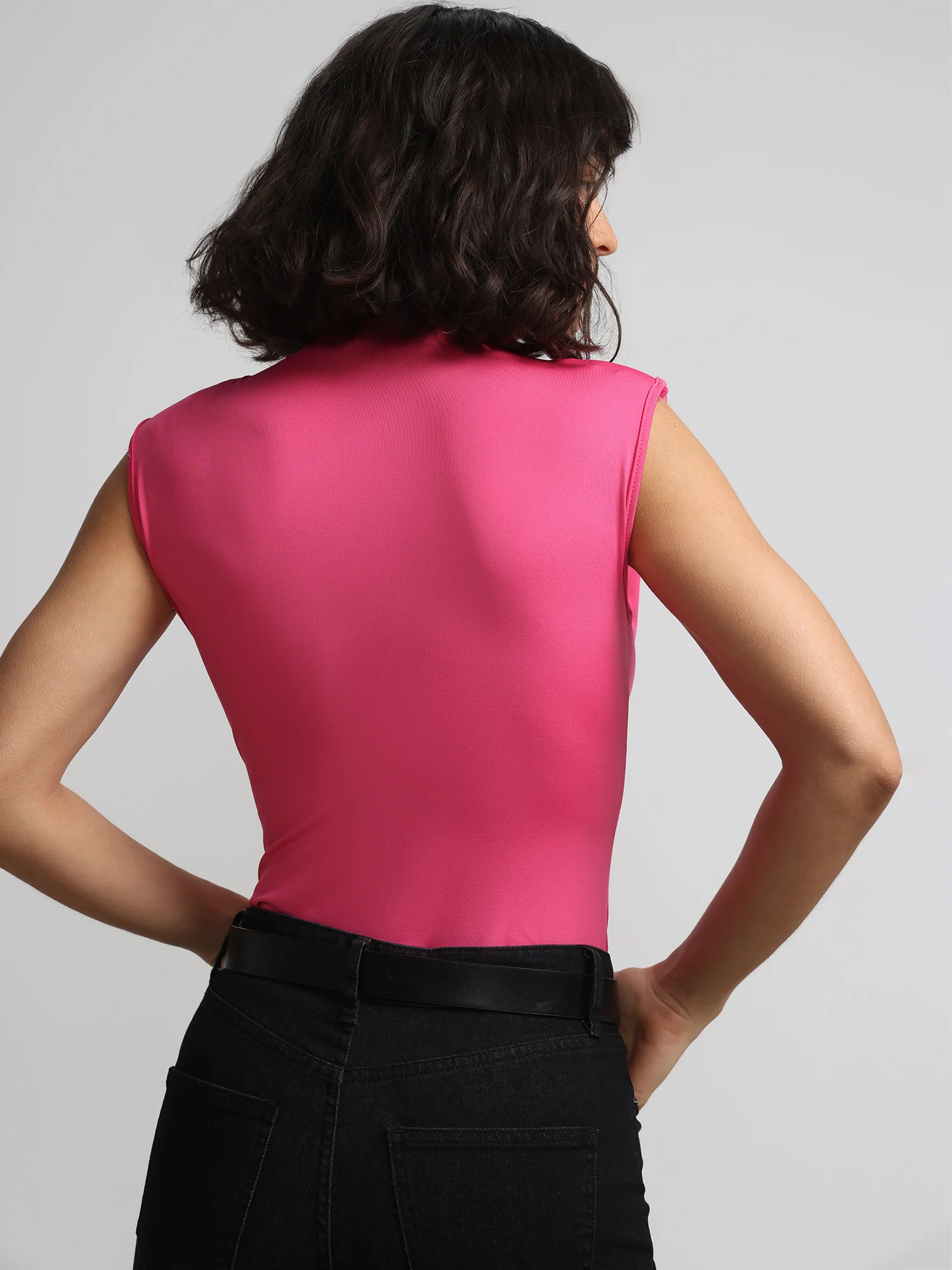 V-Neck Padded-Shoulder Knit Bodysuit - Image 11