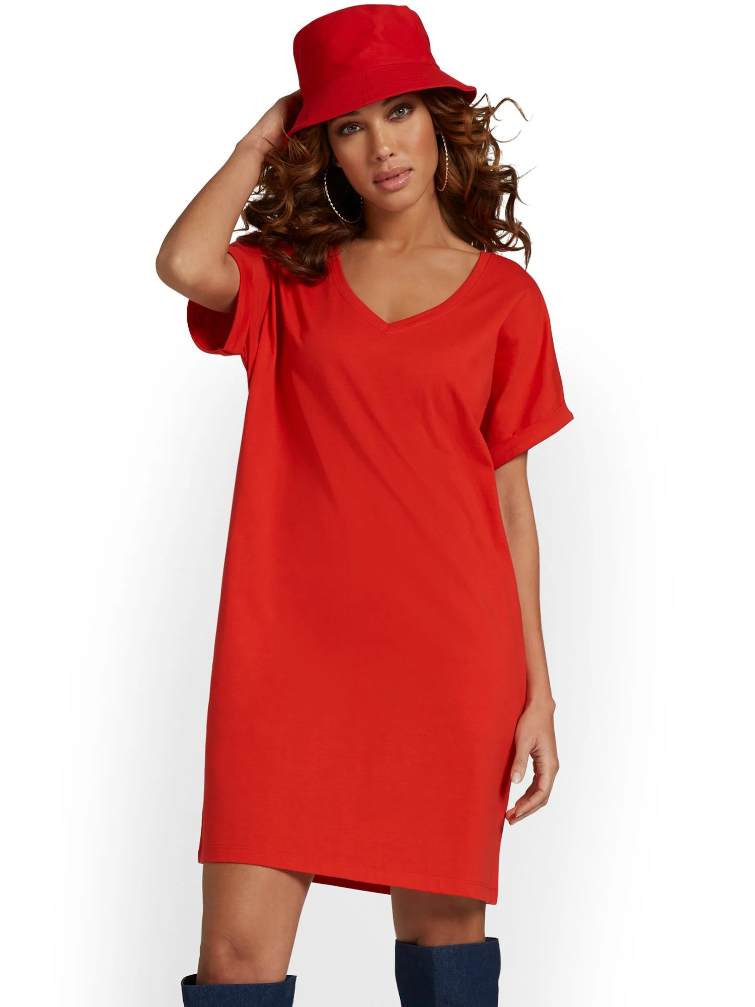 V-Neck Perfect Tee Dress - Image 23