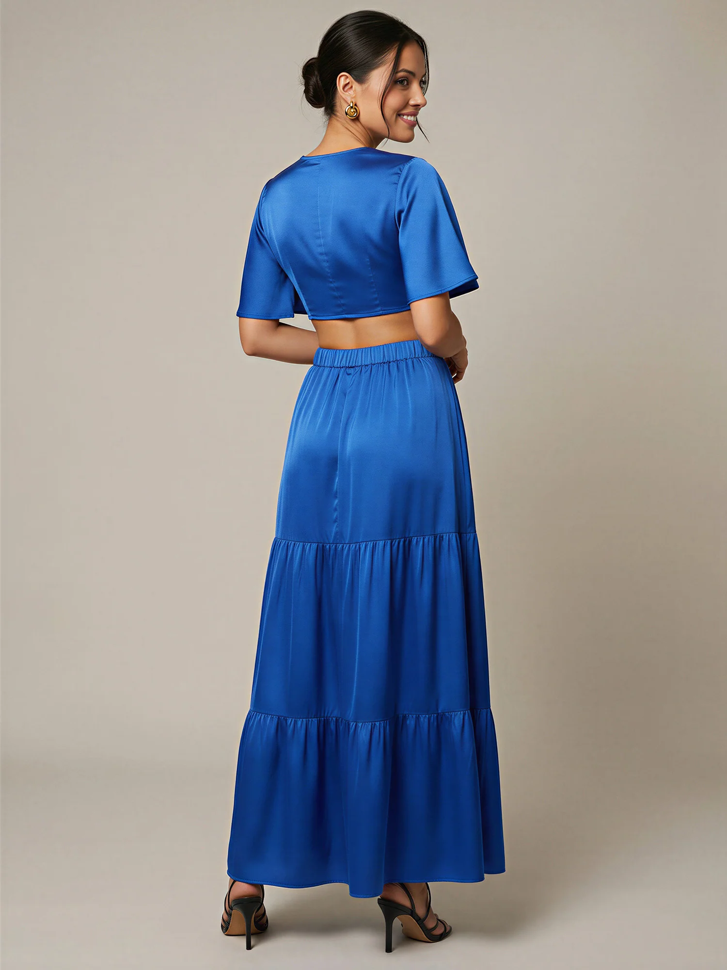 V-Neck Satin Maxi Dress - Image 3