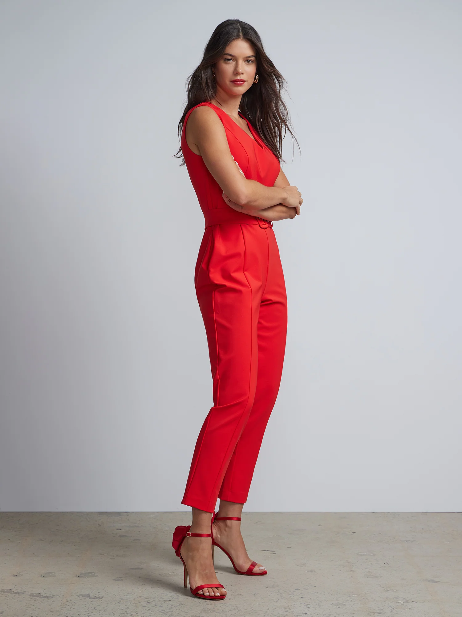 V-Neck Seamed Straight-Leg Jumpsuit - Fit To Flatter - Image 2