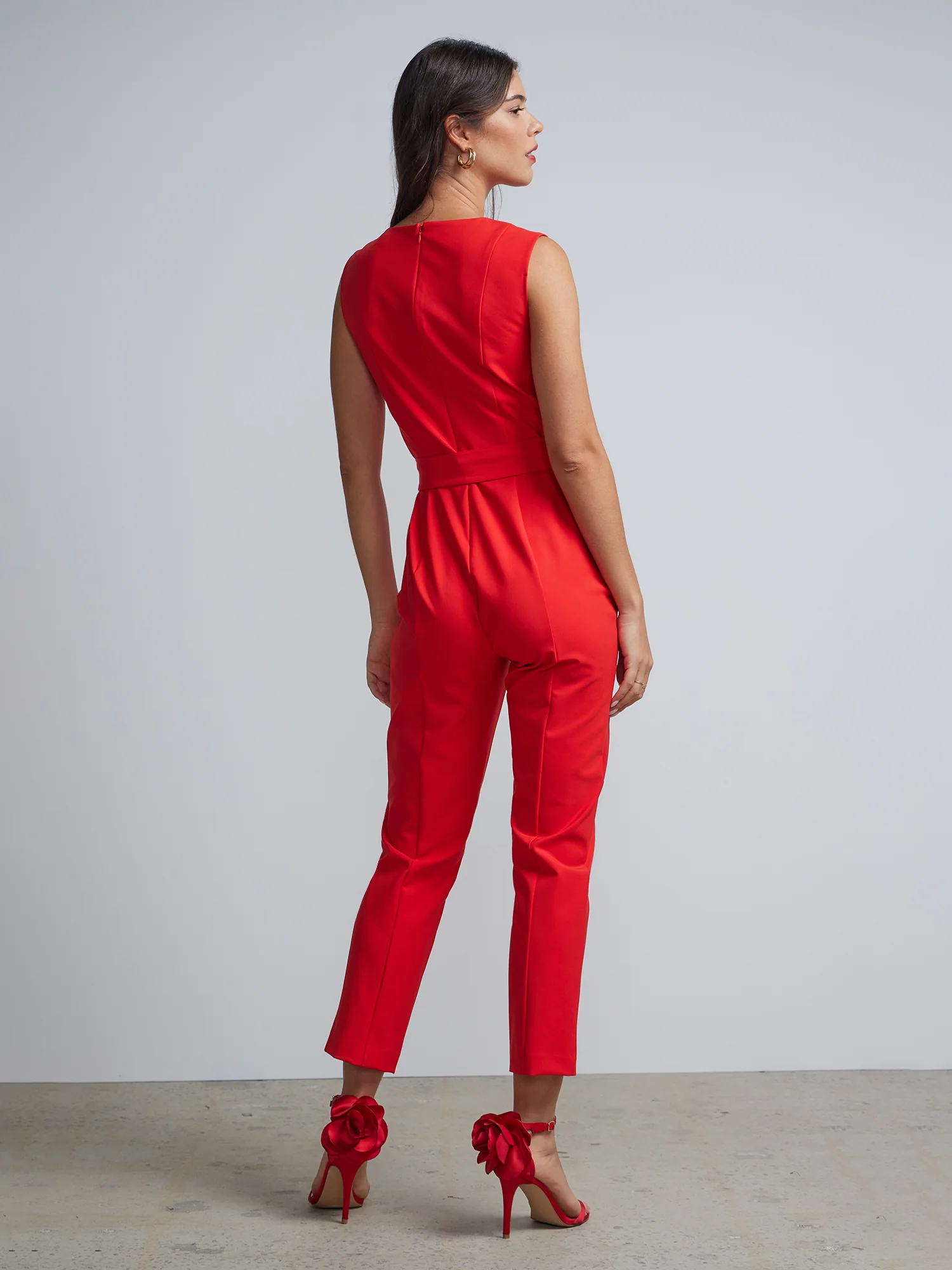 V-Neck Seamed Straight-Leg Jumpsuit - Fit To Flatter - Image 3