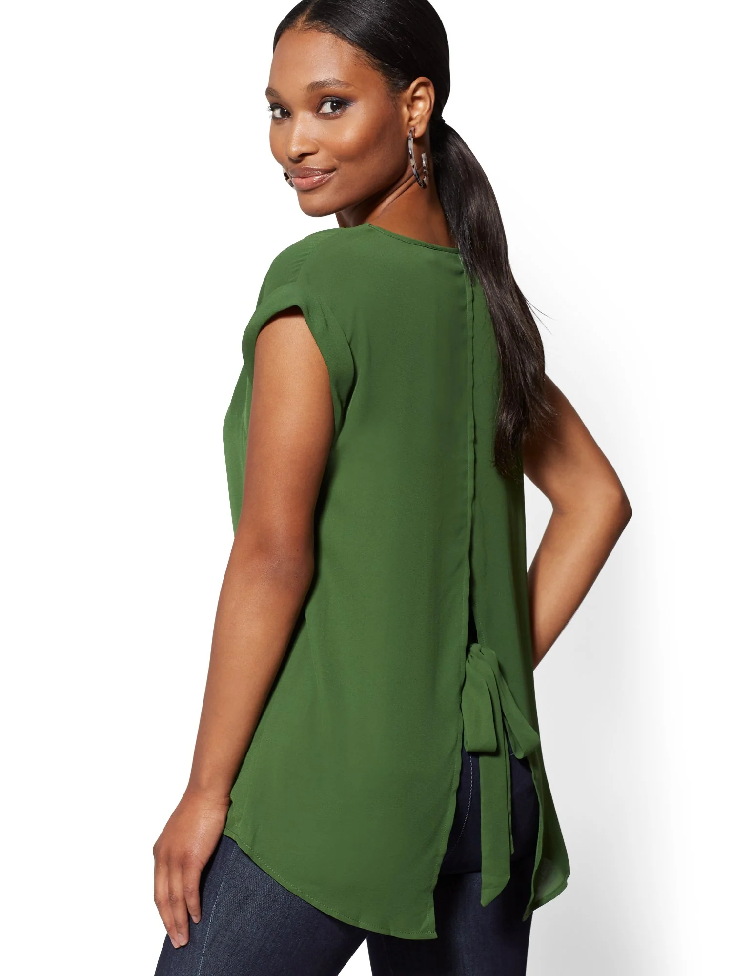 V-Neck Split-Back Blouse - 7th Avenue - Image 10