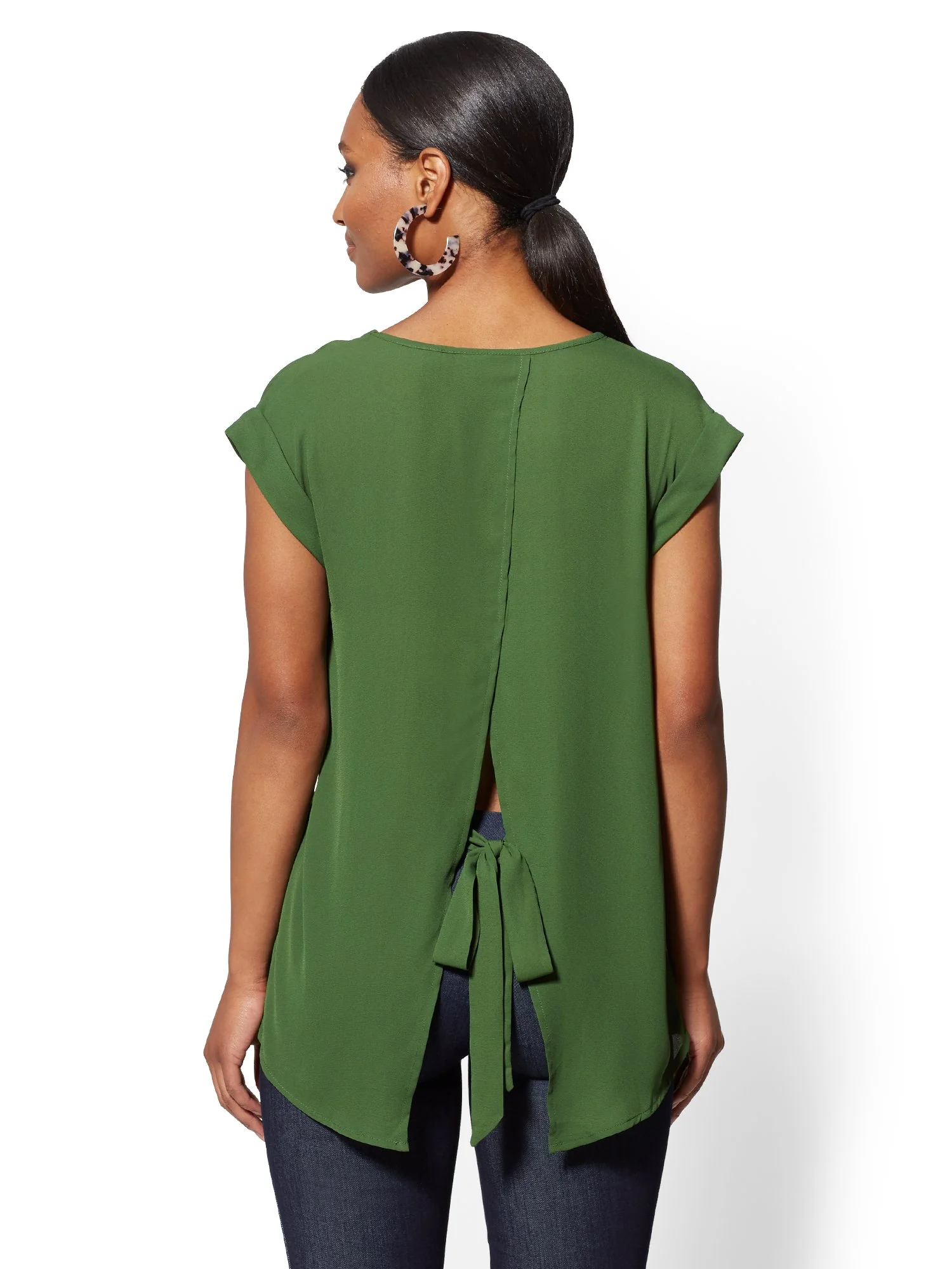 V-Neck Split-Back Blouse - 7th Avenue - Image 11