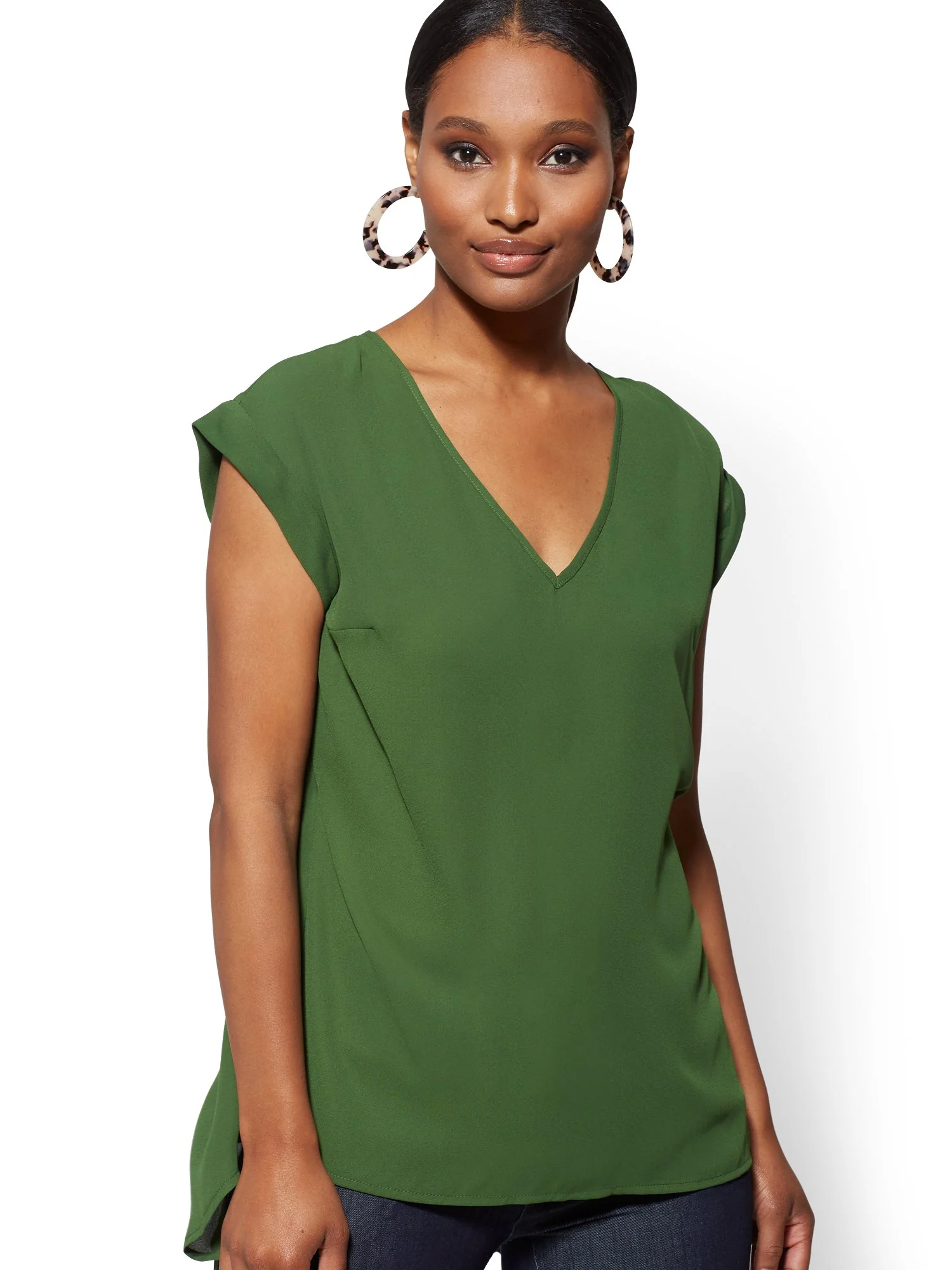 V-Neck Split-Back Blouse - 7th Avenue - Image 12