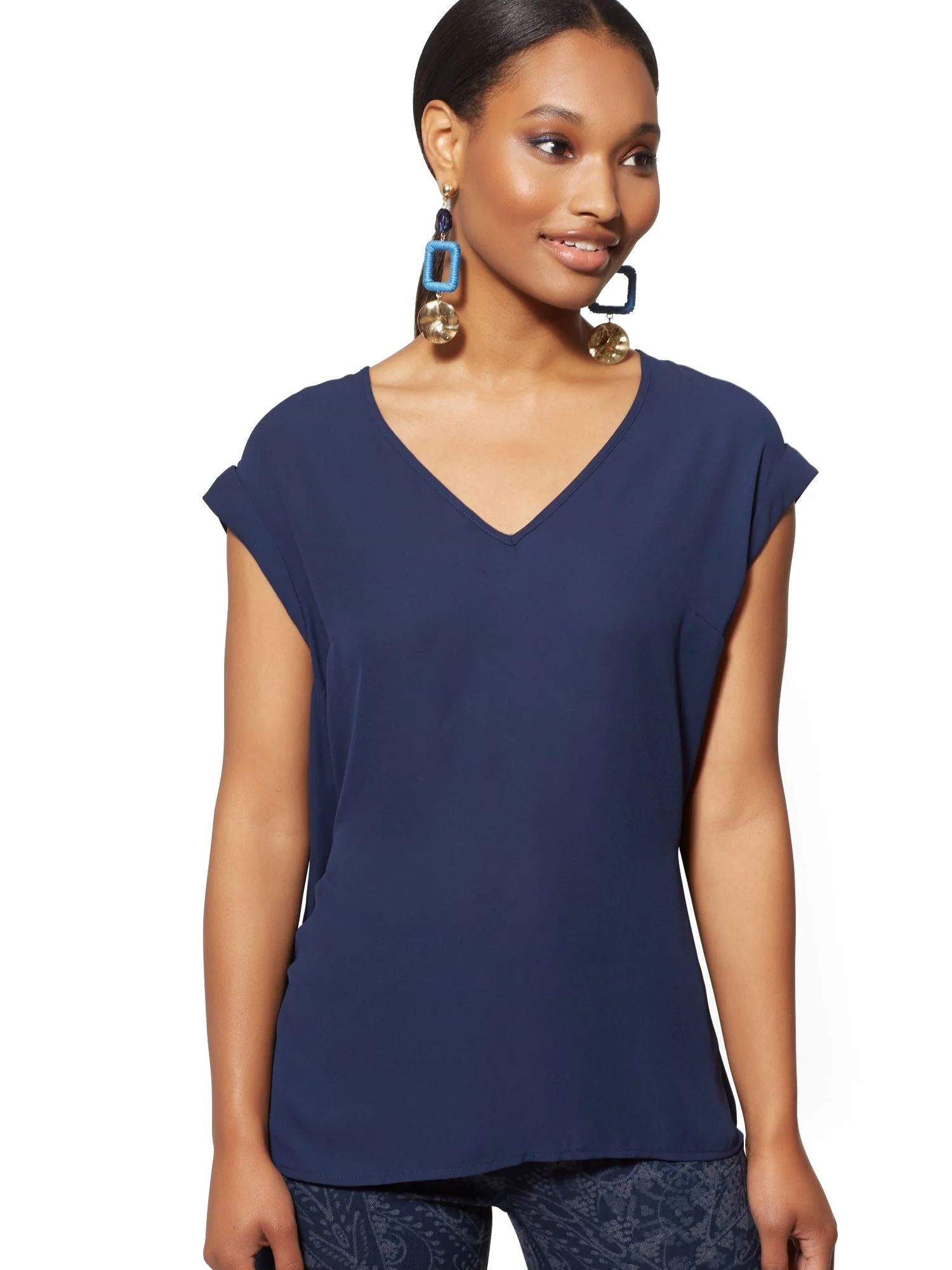 V-Neck Split-Back Blouse - 7th Avenue - Image 16