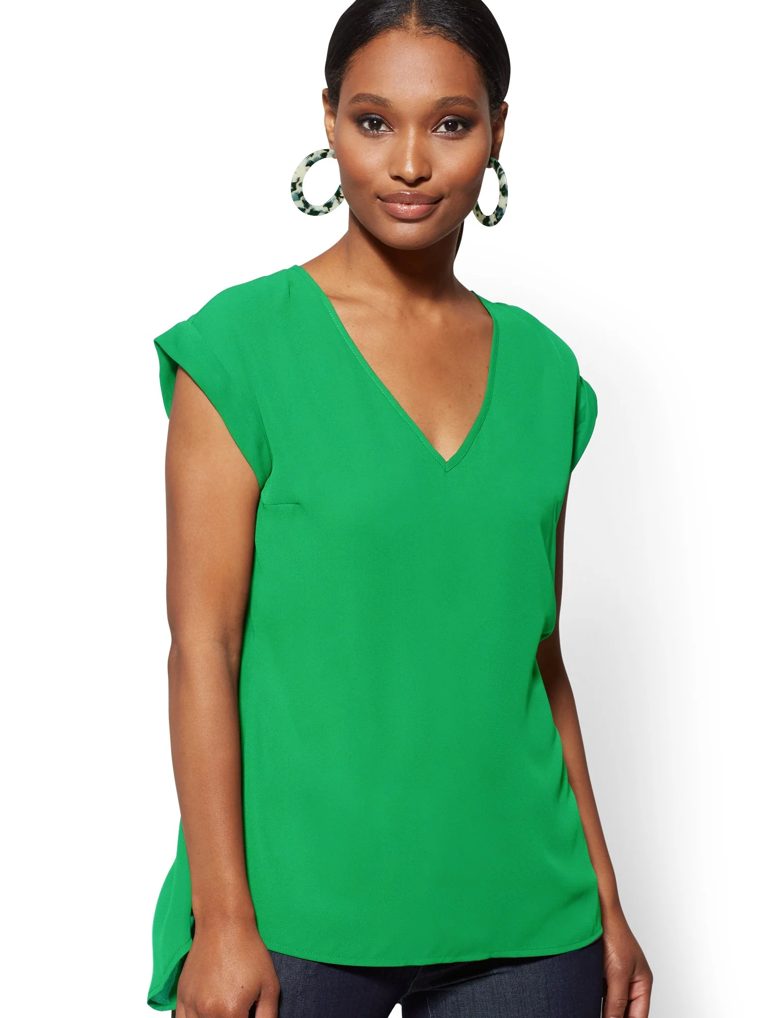 V-Neck Split-Back Blouse - 7th Avenue - Image 19