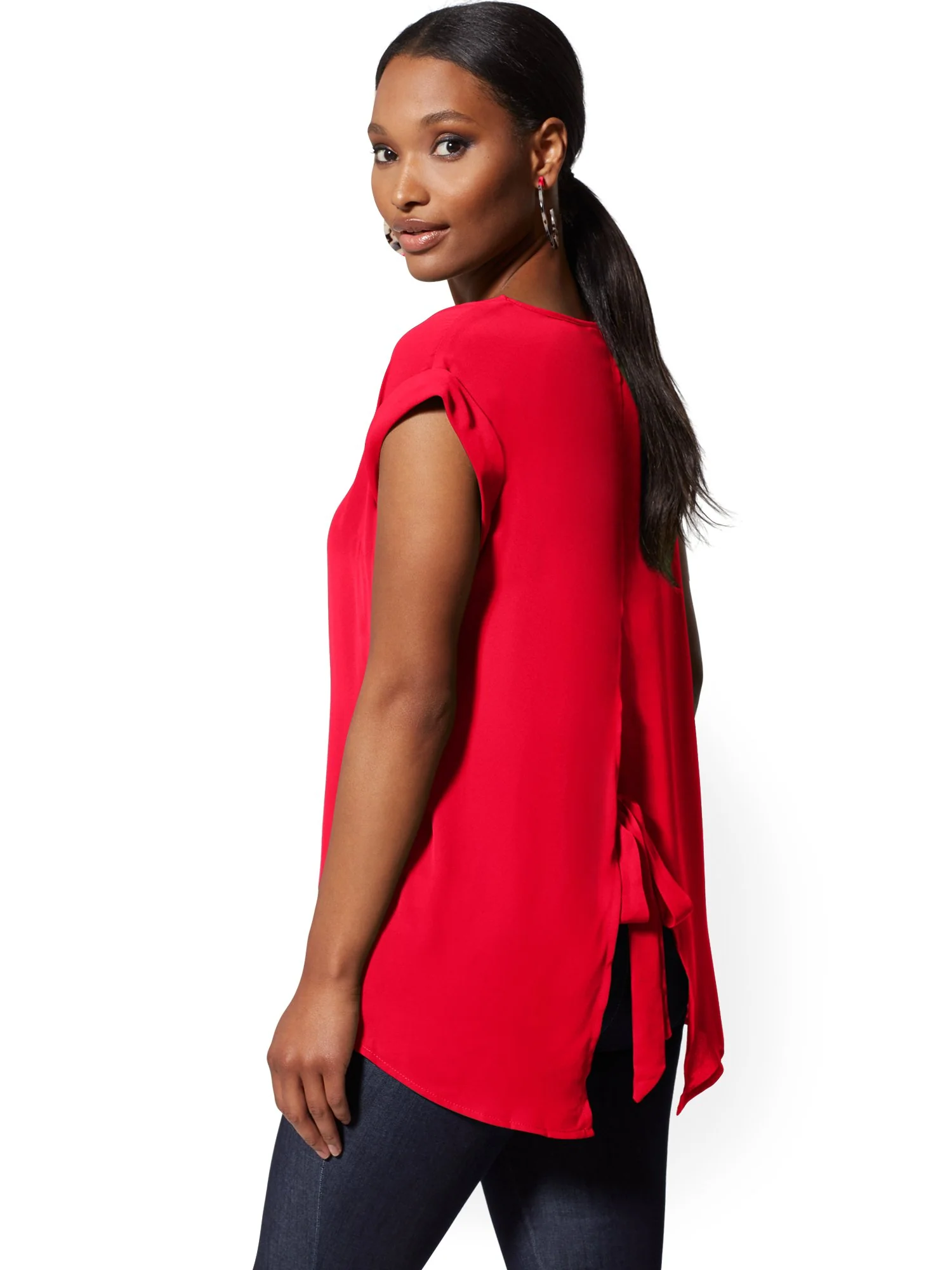 V-Neck Split-Back Blouse - 7th Avenue - Image 23