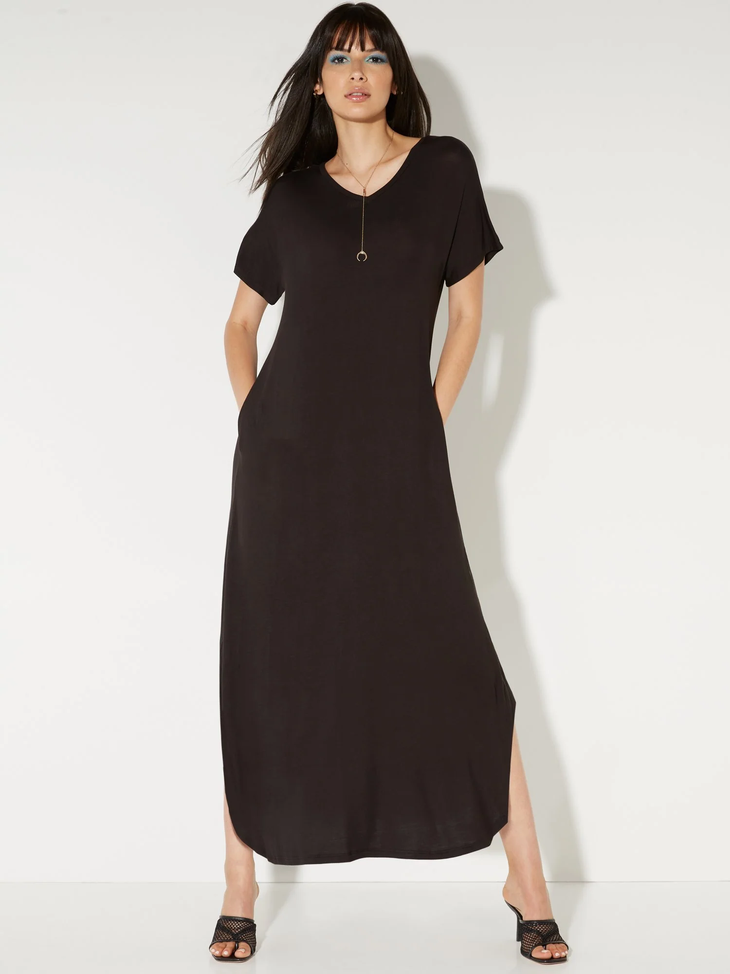 V-Neck Tee Midi Dress - NY&C Style System - Image 2