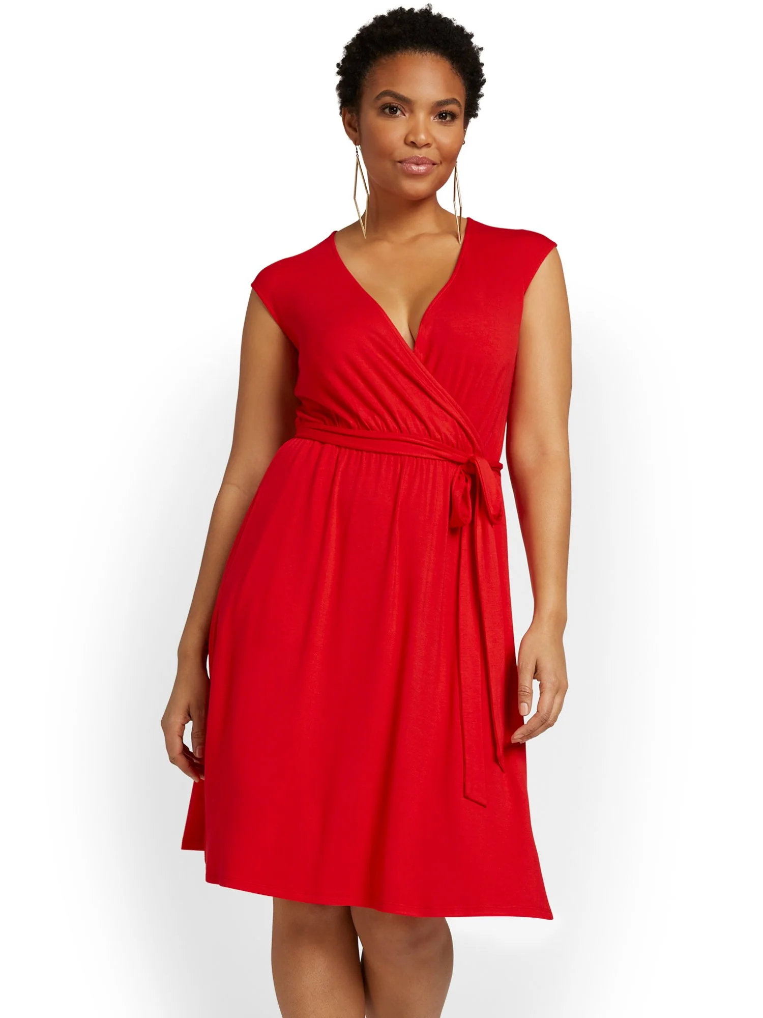 V-Neck Tie Waist Dress - Image 11