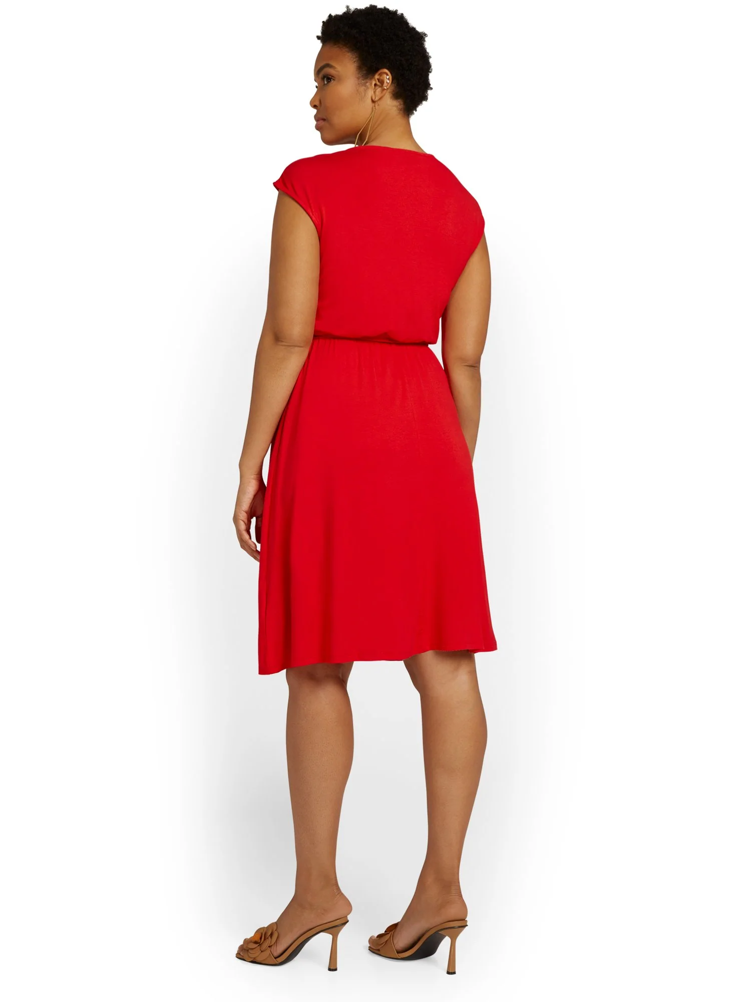 V-Neck Tie Waist Dress - Image 12