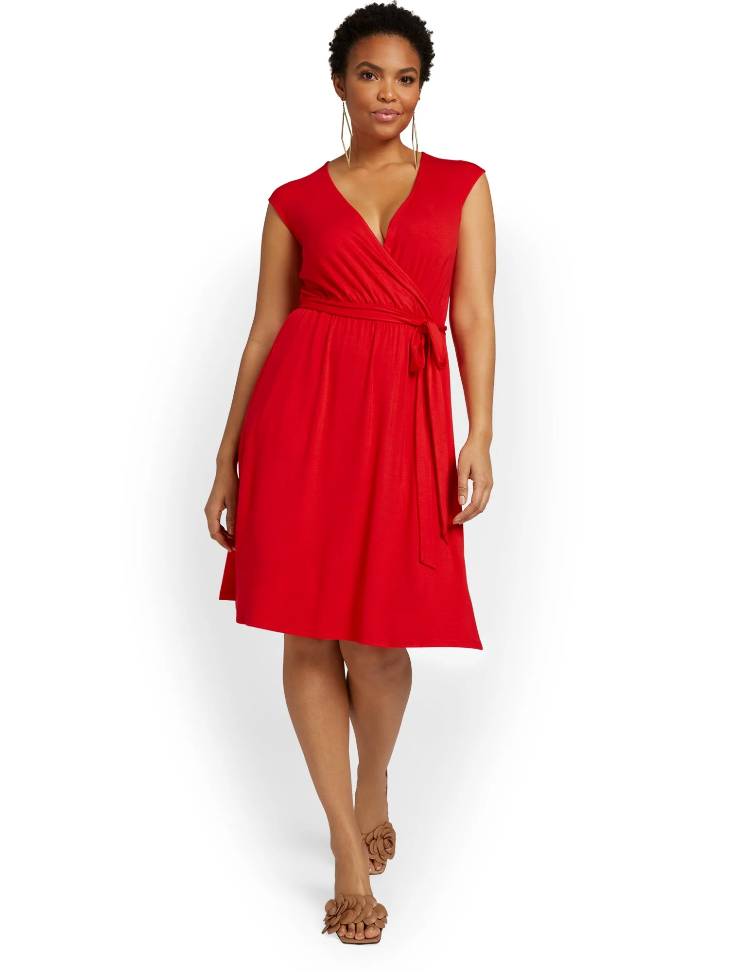 V-Neck Tie Waist Dress - Image 13