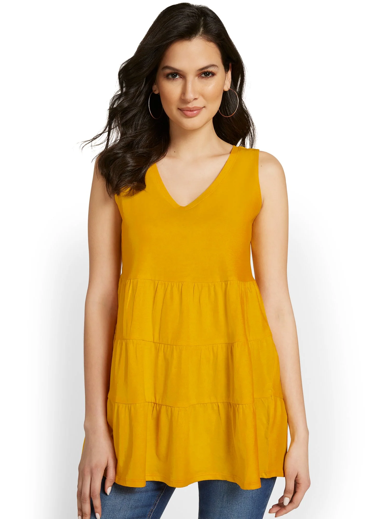 V-Neck Tiered Perfect Tee Tunic - Image 12