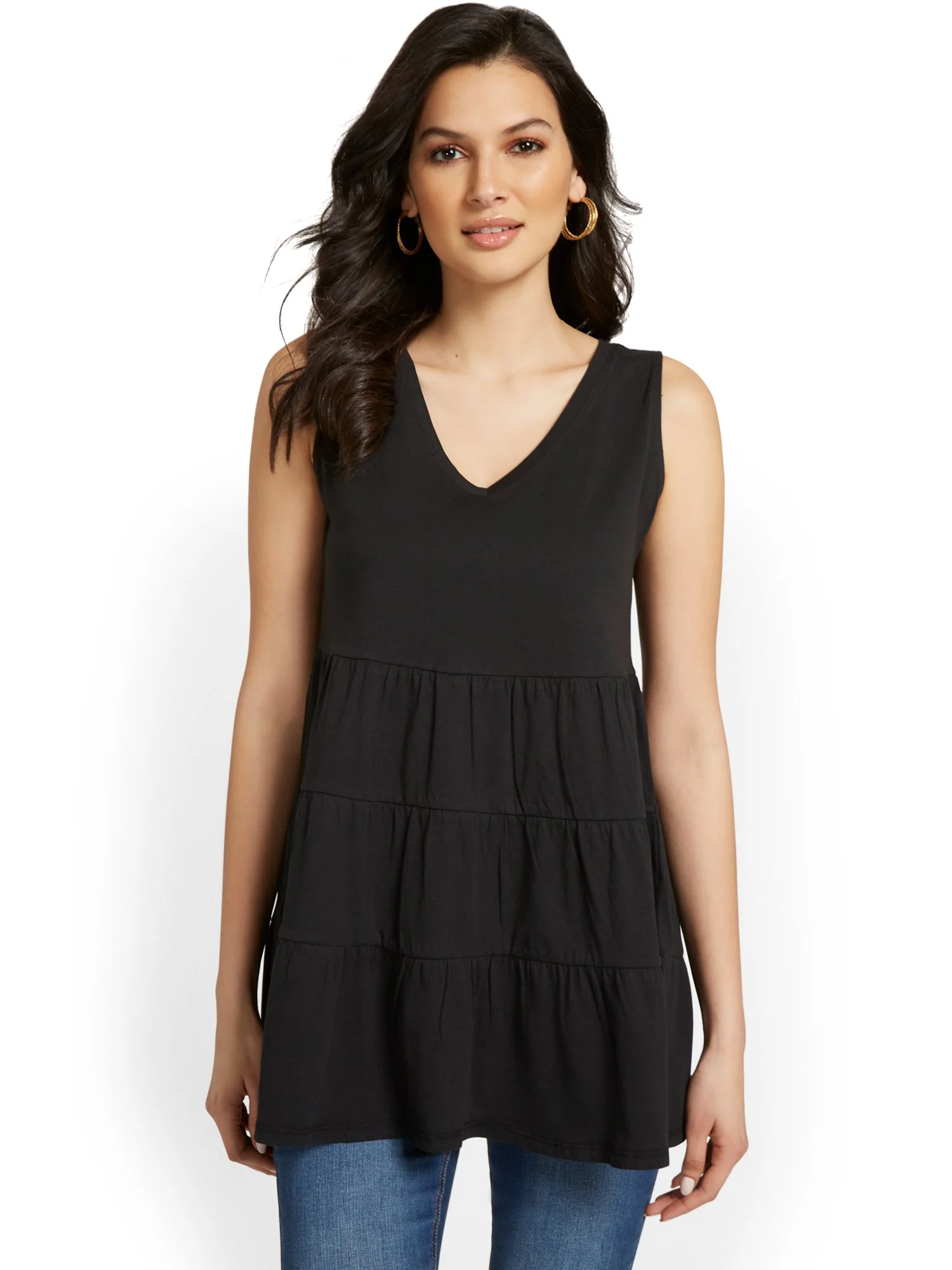 V-Neck Tiered Perfect Tee Tunic - Image 2