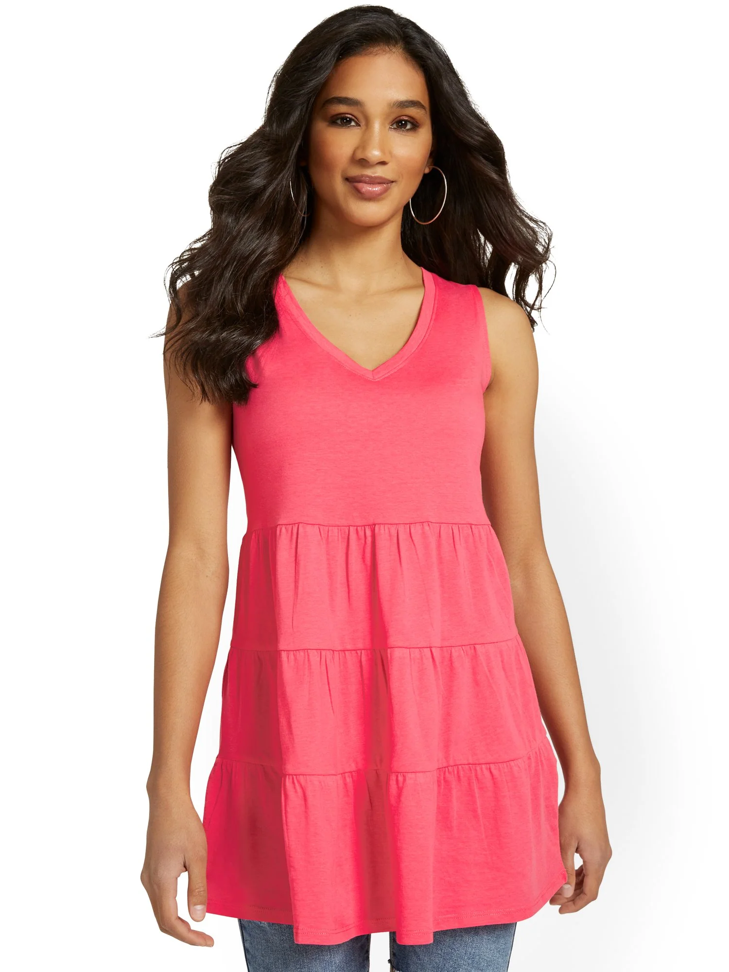 V-Neck Tiered Perfect Tee Tunic - Image 5