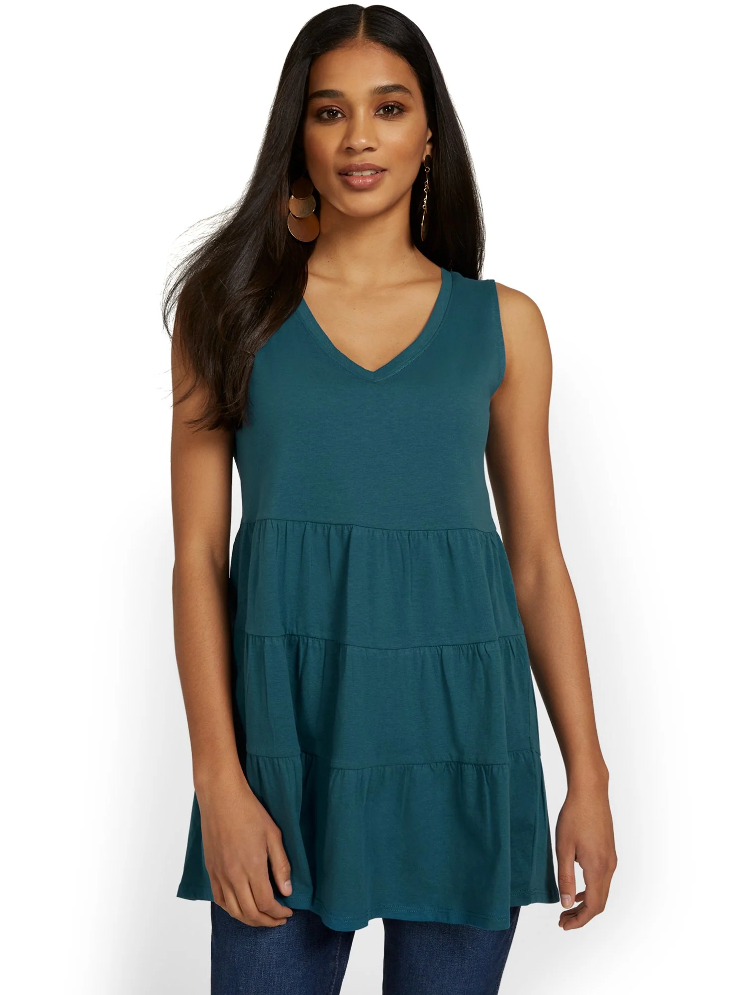 V-Neck Tiered Perfect Tee Tunic - Image 9
