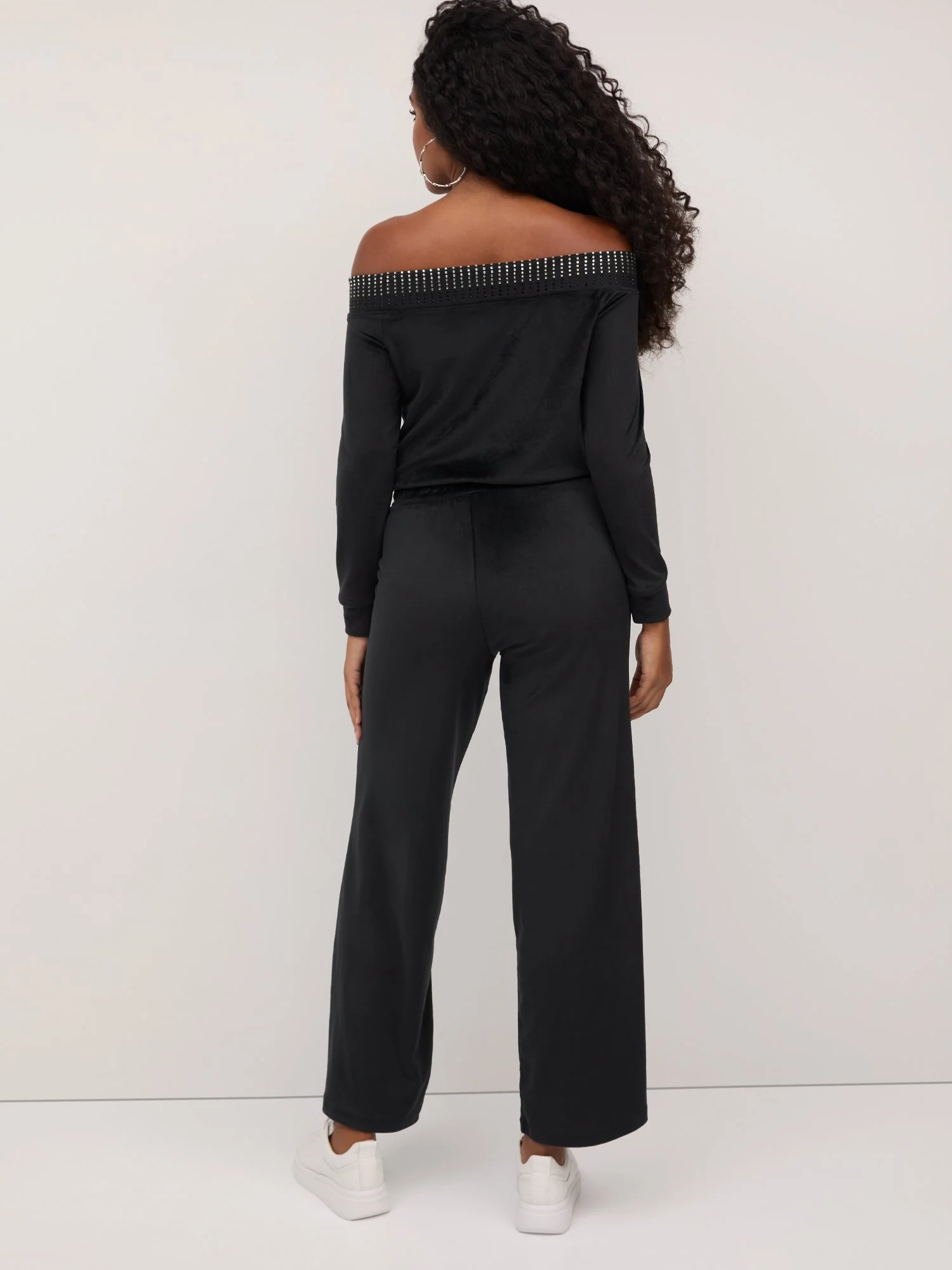 Velour Off-The-Shoulder Jumpsuit - Dreamy Velour Collection - Image 3