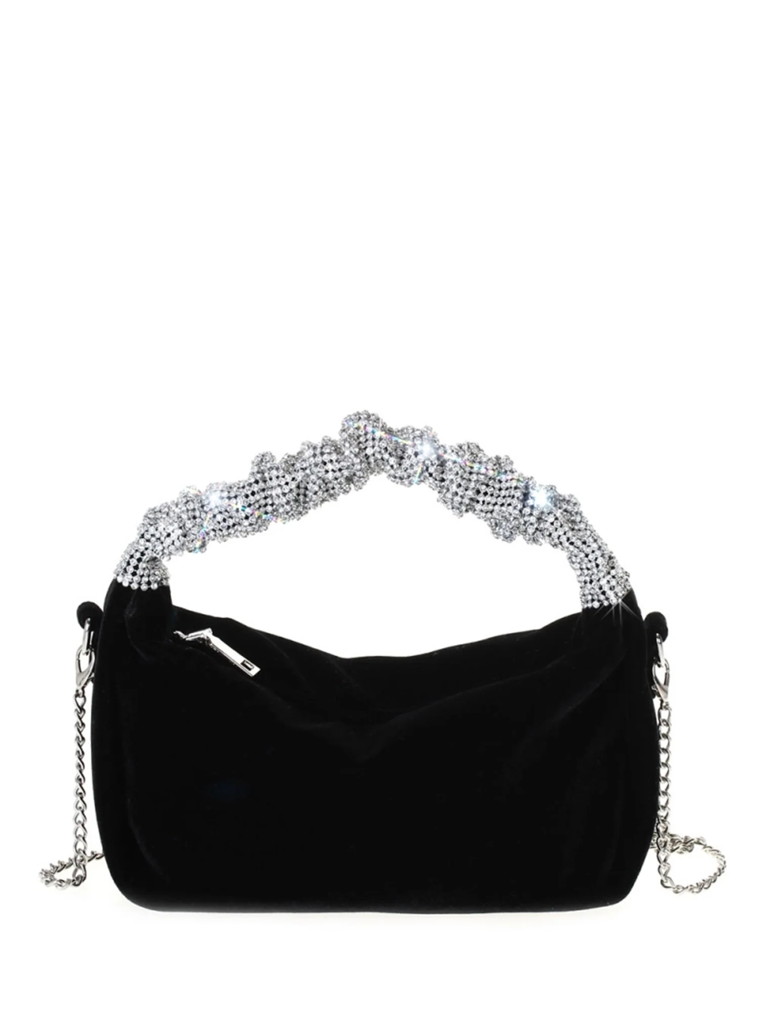 Velvet Rhinestone Top Handle Bag