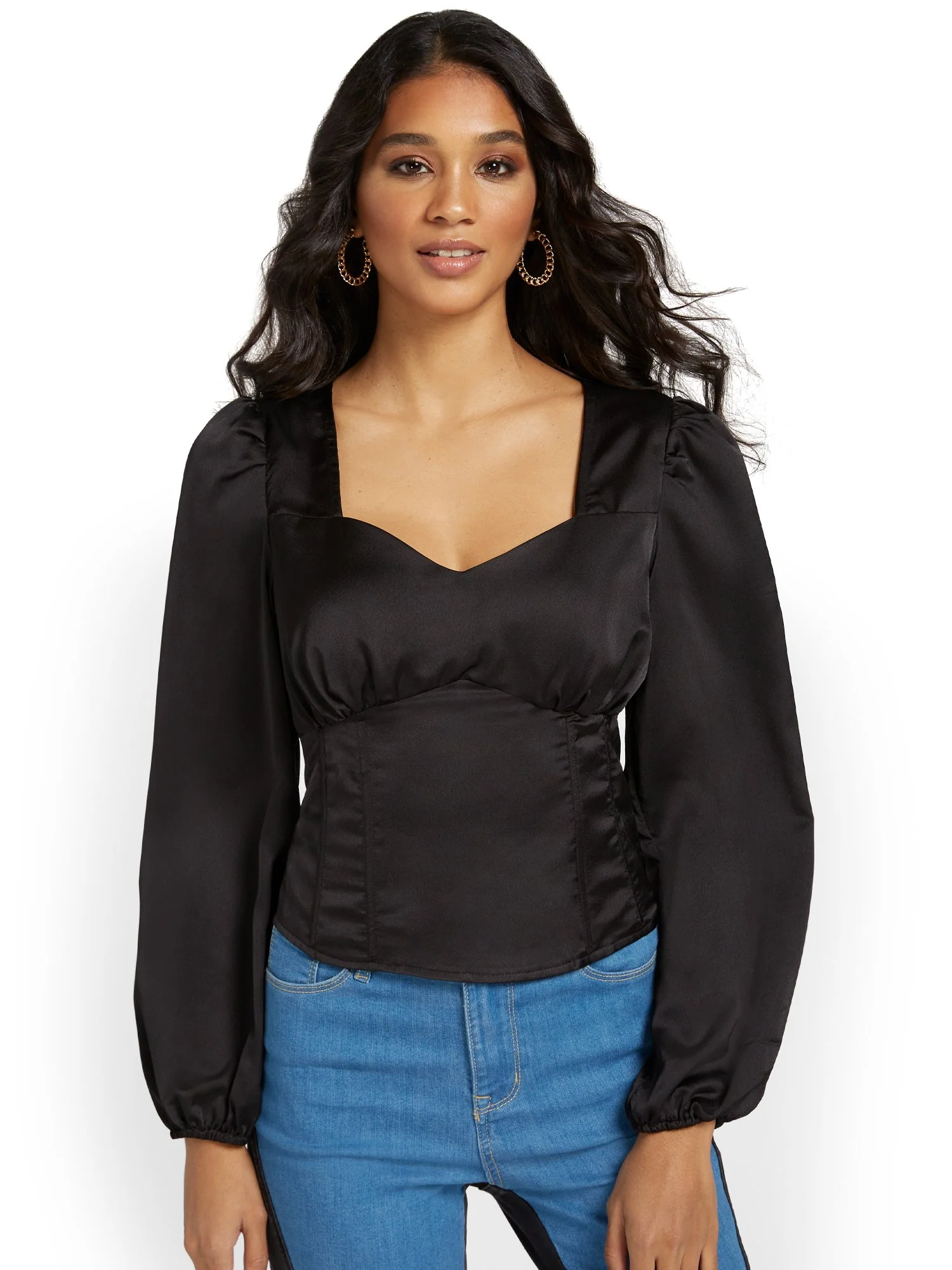 Volume-Sleeve Corset Top - Image 2