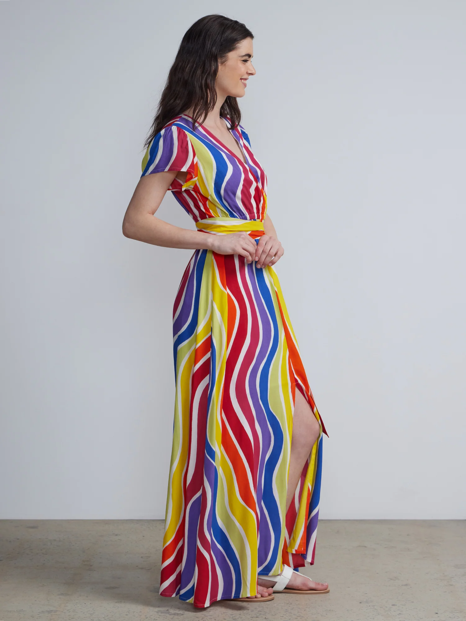 Wavy-Print Tie-Waist Maxi Dress - Image 2