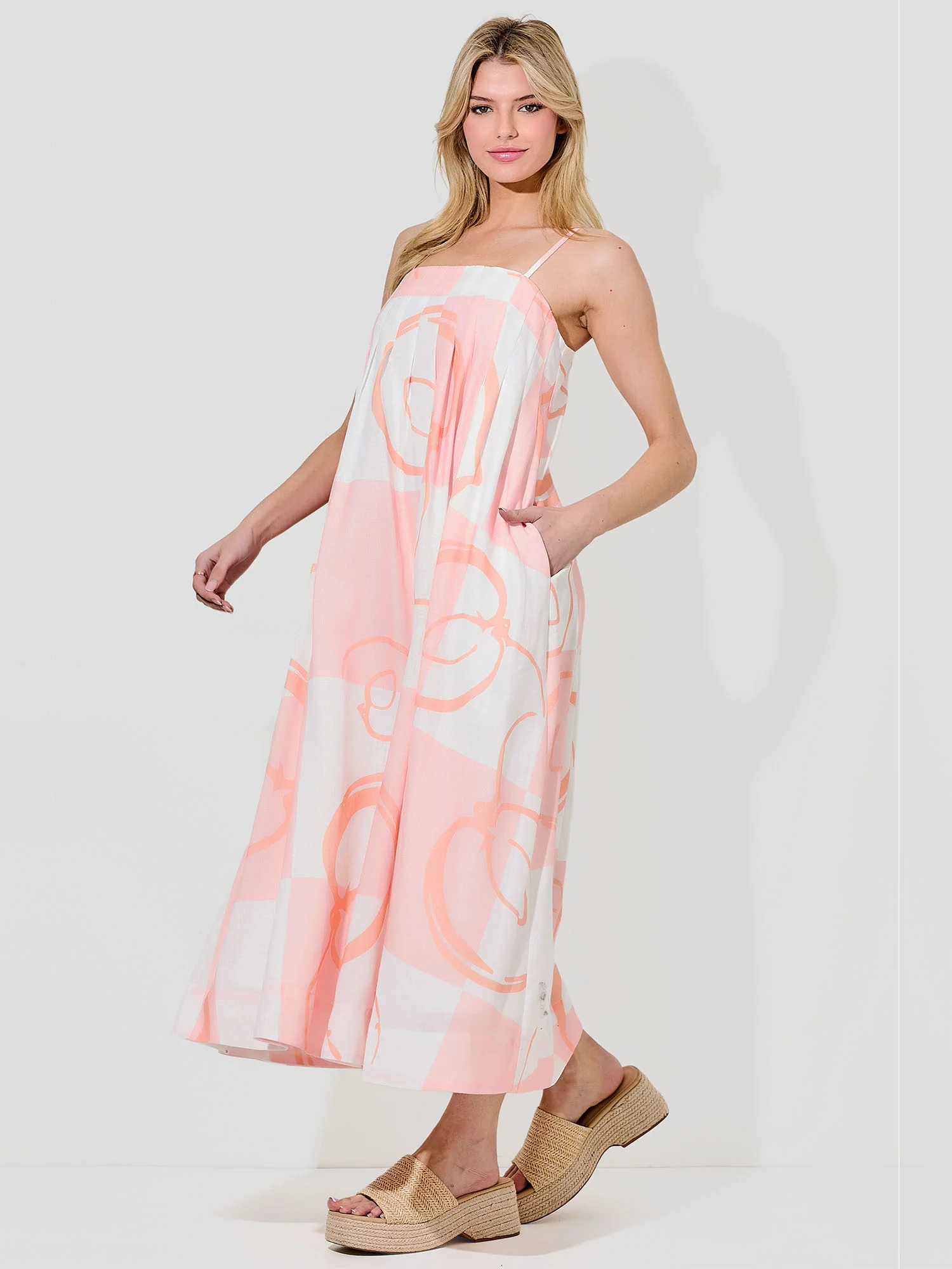 Grid Abstract Print Sun Maxi Dress - Image 3