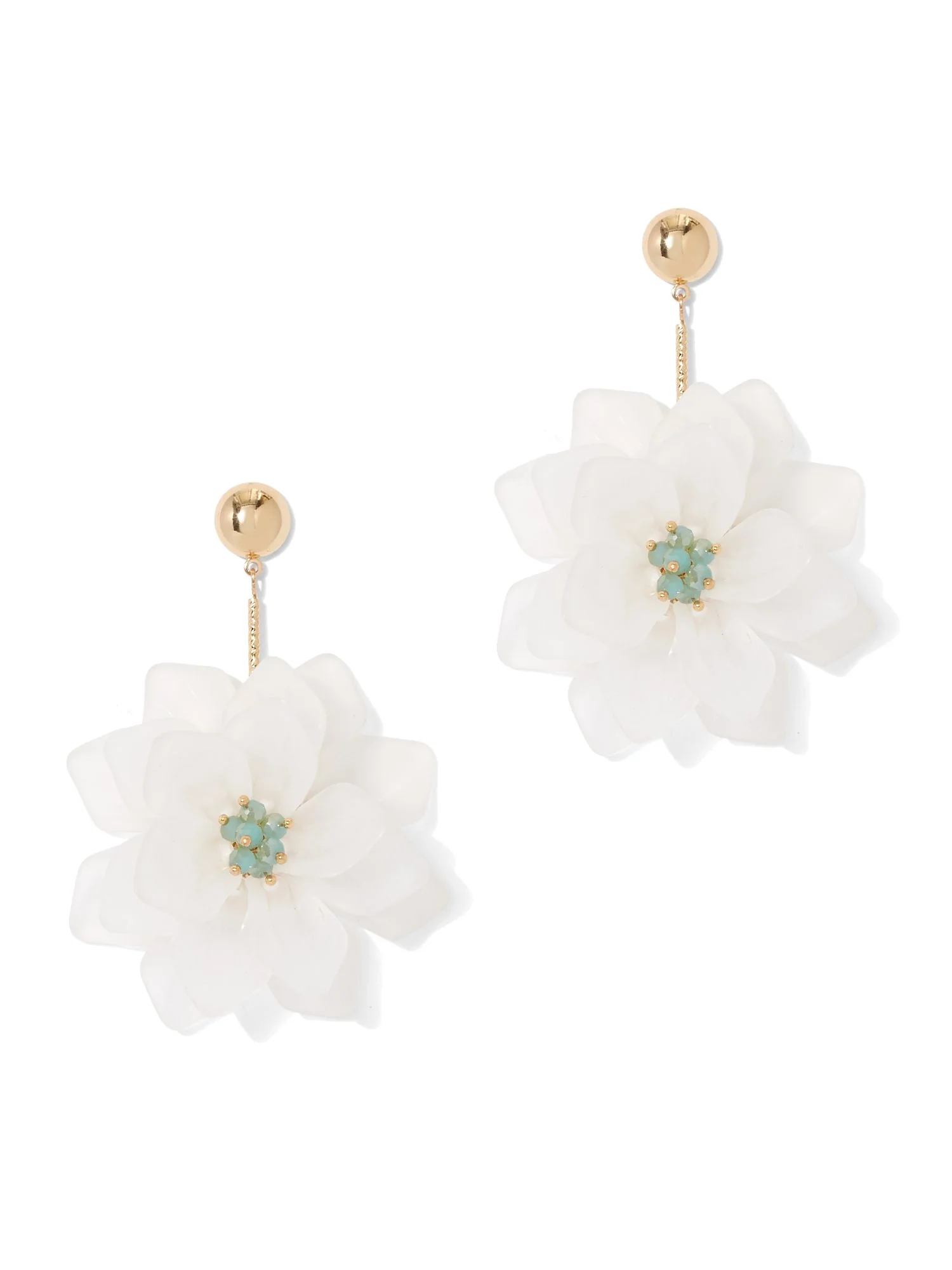 White Floral Drop Earring