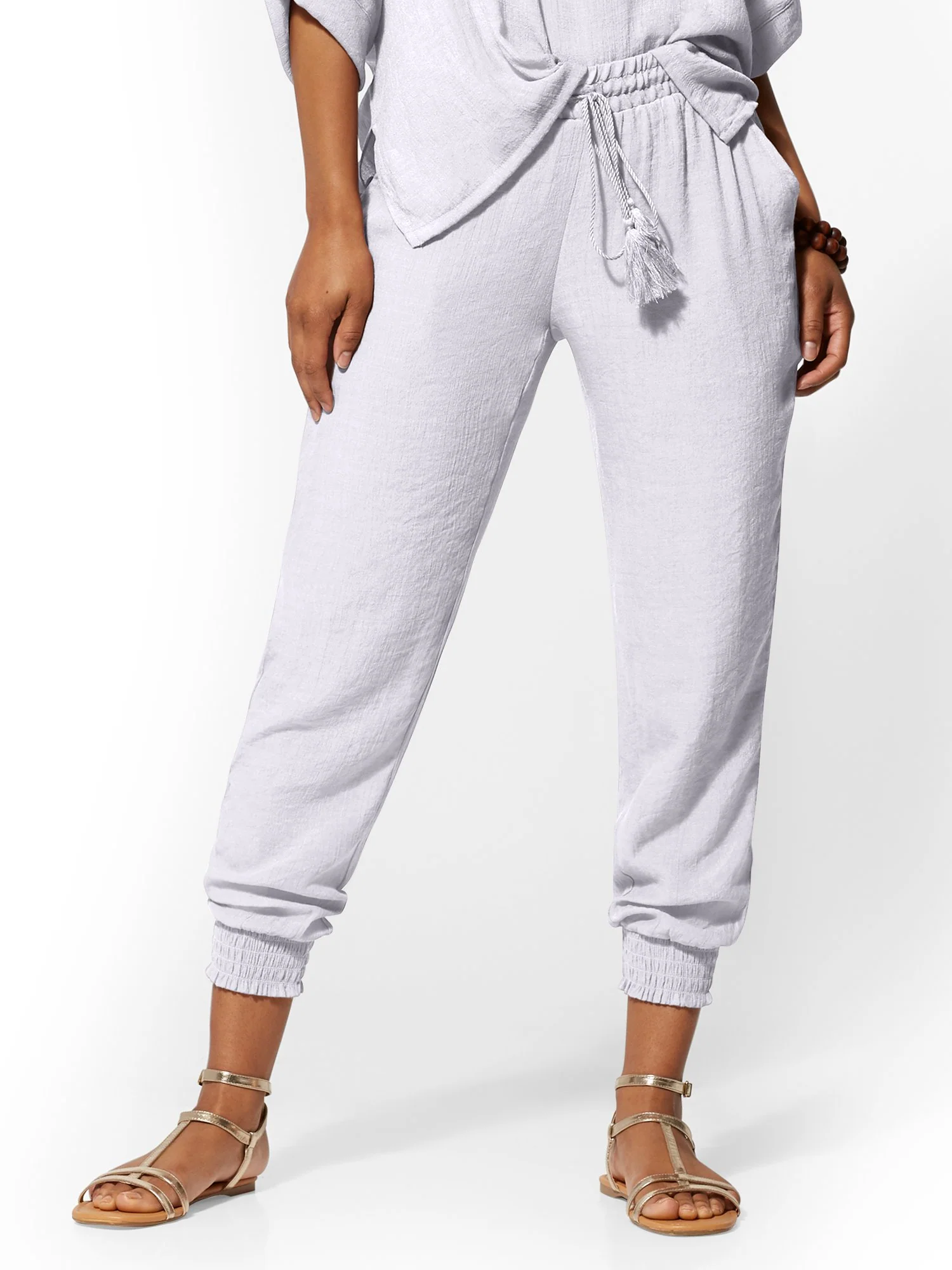 White Gauze Jogger Pant - Image 2