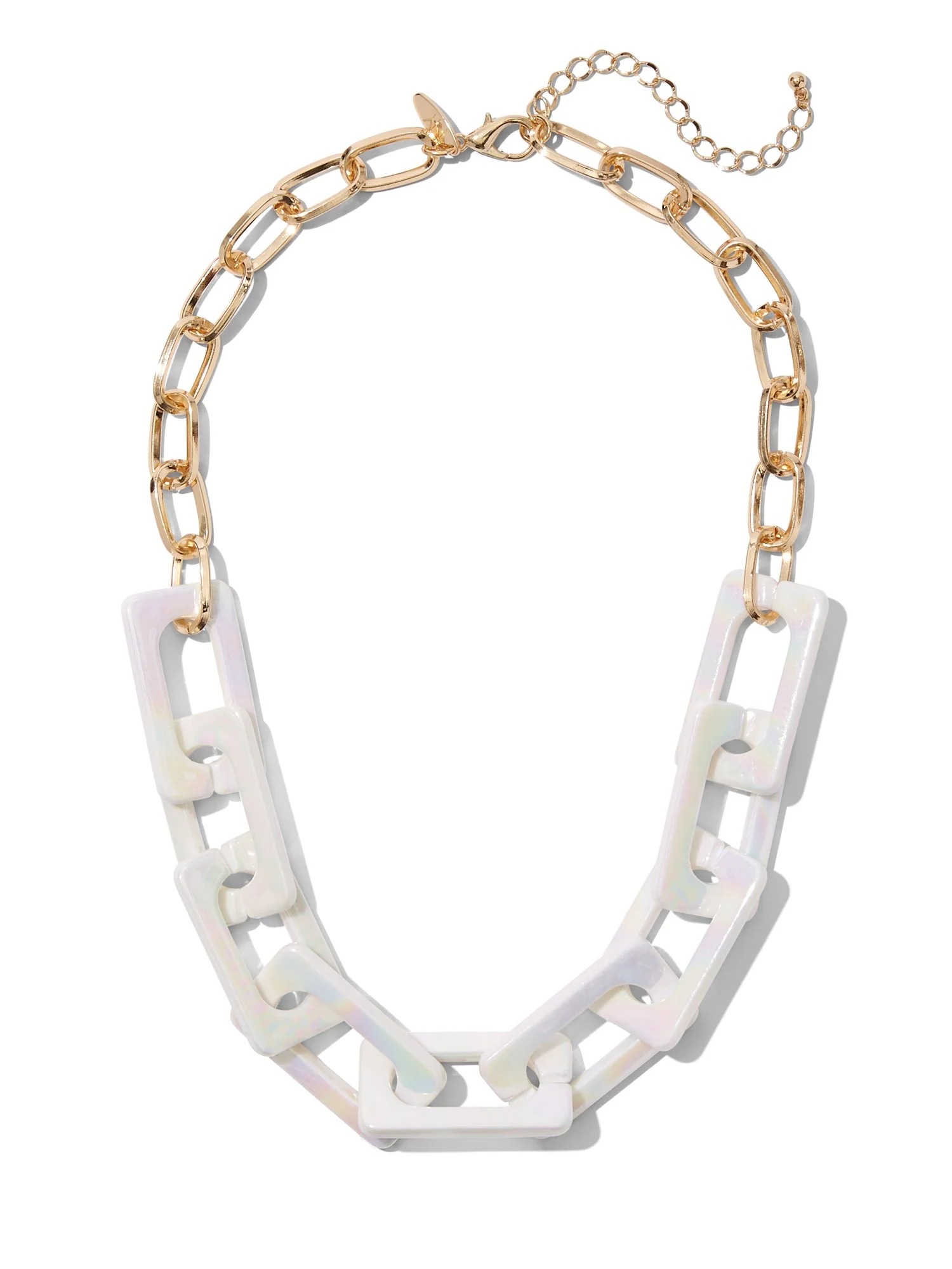 White Link Statement Necklace