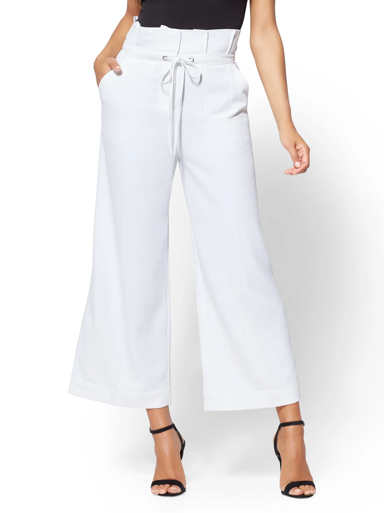White Paperbag-Waist Culotte Pant - 7th Avenue - Image 2