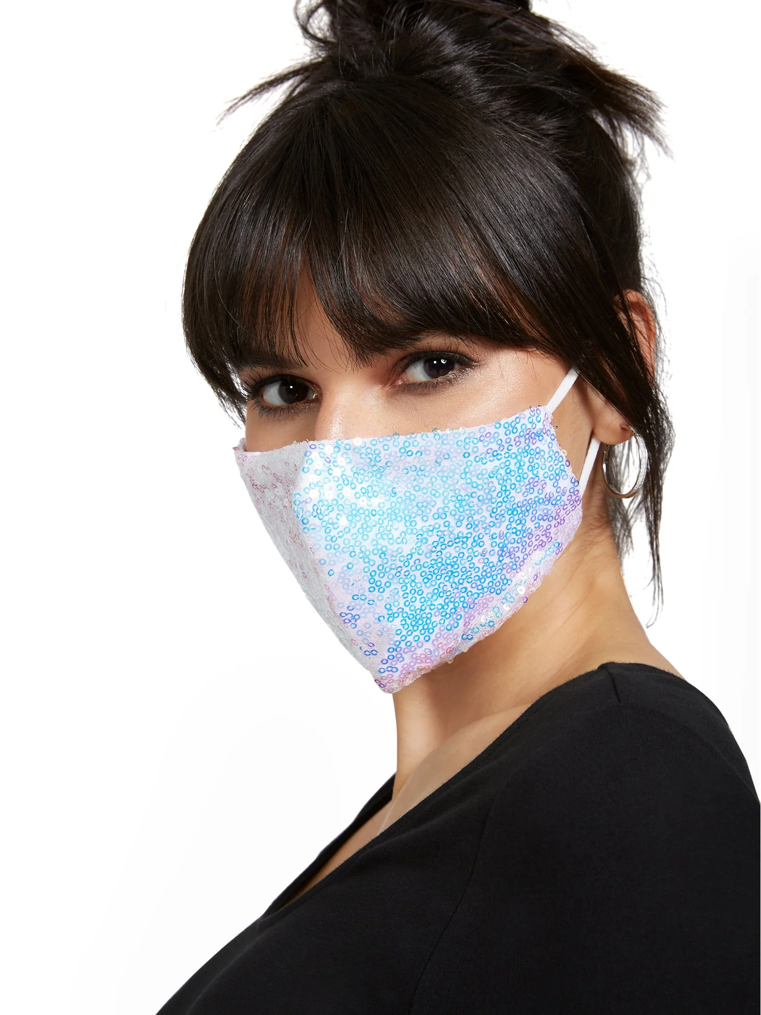 White Sequined Face Mask