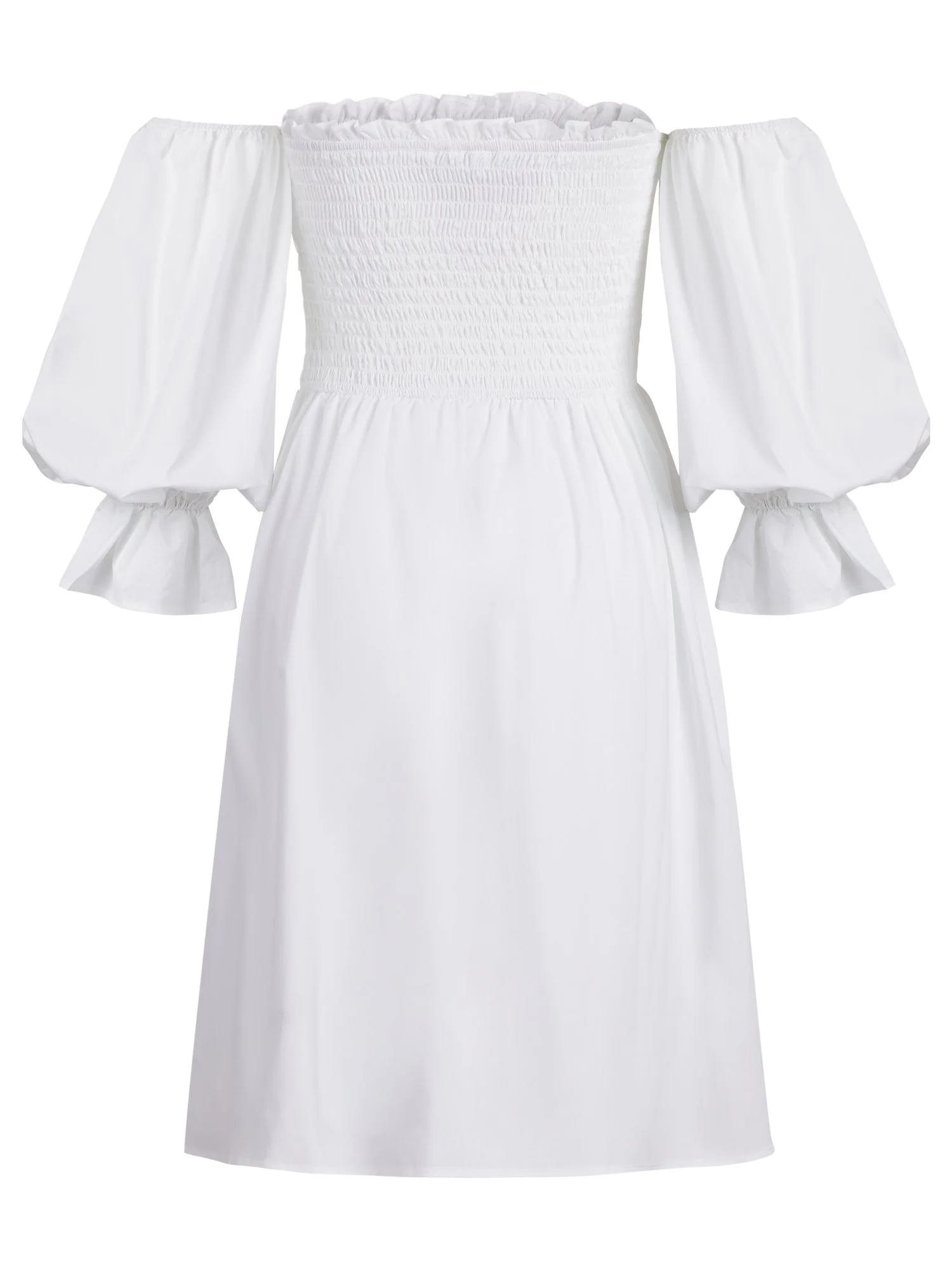 White Smocked Off-The-Shoulder Dress - Image 3