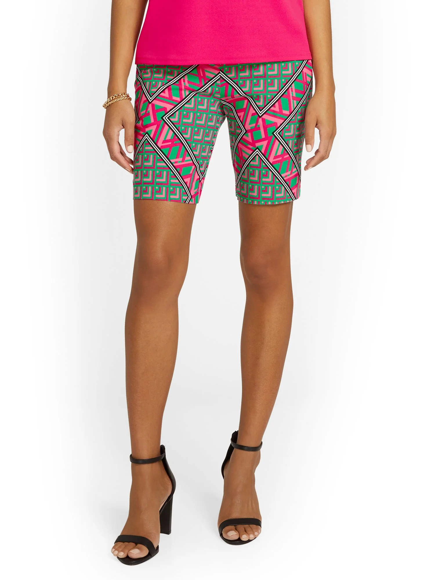 Whitney High-Waisted Pull-On 8-Inch Short - Geometric-Print - Image 2