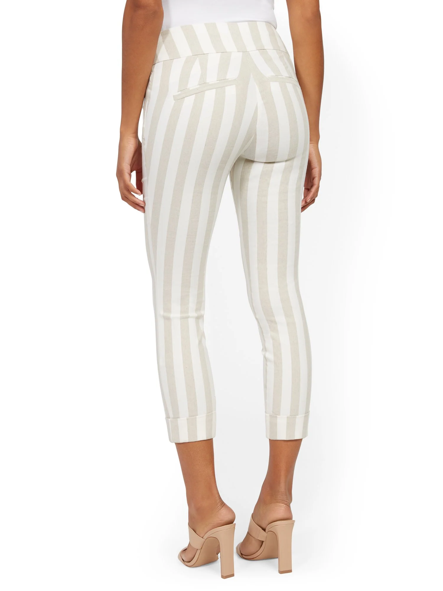 Whitney High-Waisted Pull-On Capri Pant - Khaki Stripe - Image 3