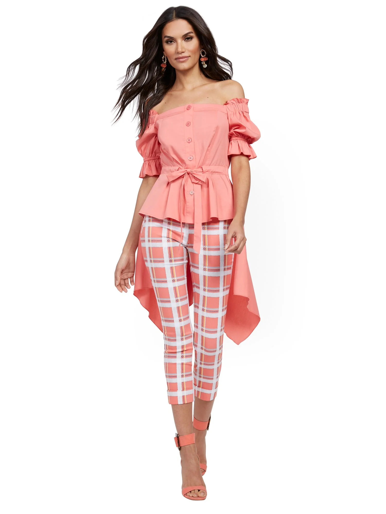 Whitney High-Waisted Pull-On Capri Pant - Plaid - Image 9