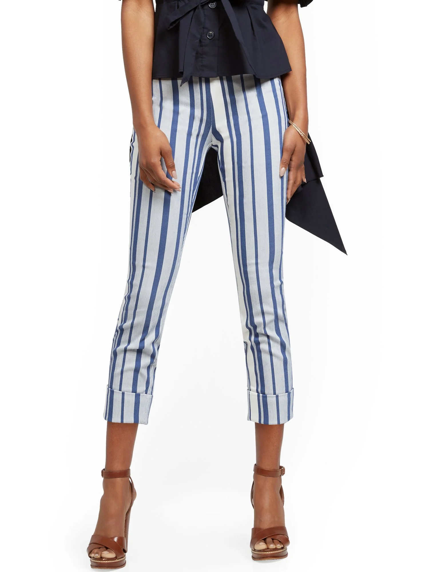 Whitney High-Waisted Pull-On Capri Pant - Stripe - Image 2